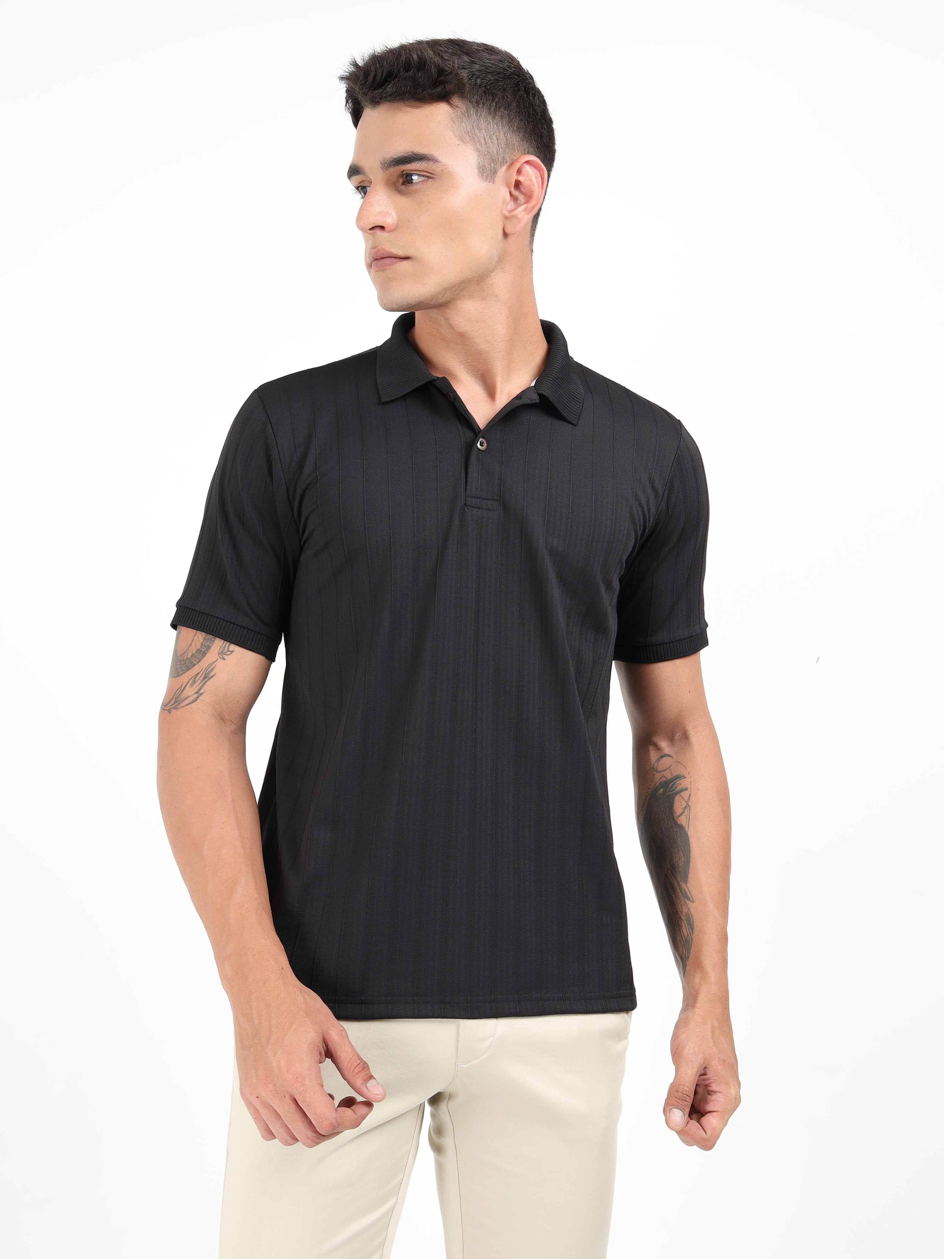 Black Korean Polo T-Shirt