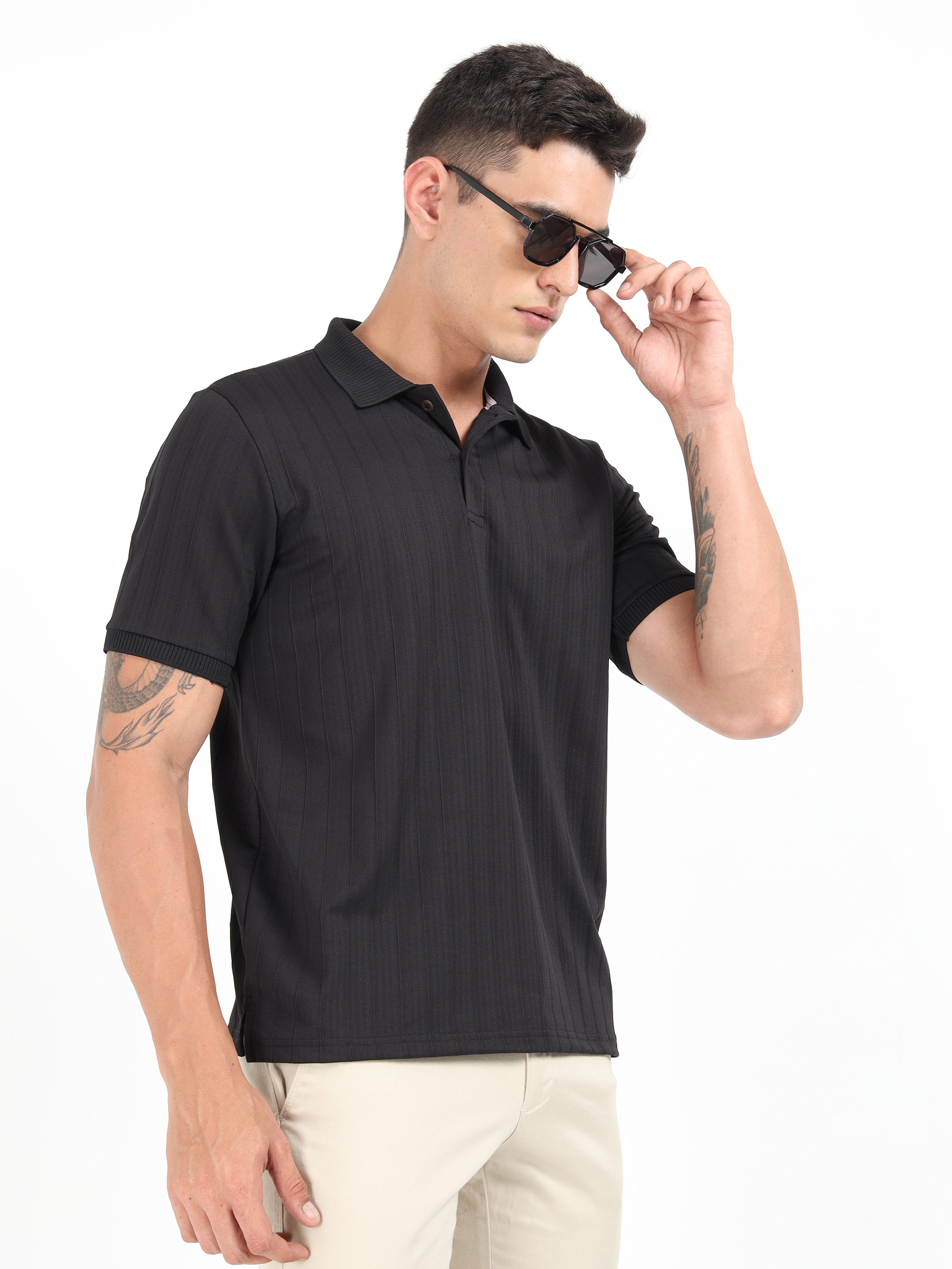 Black Korean Polo T-Shirt