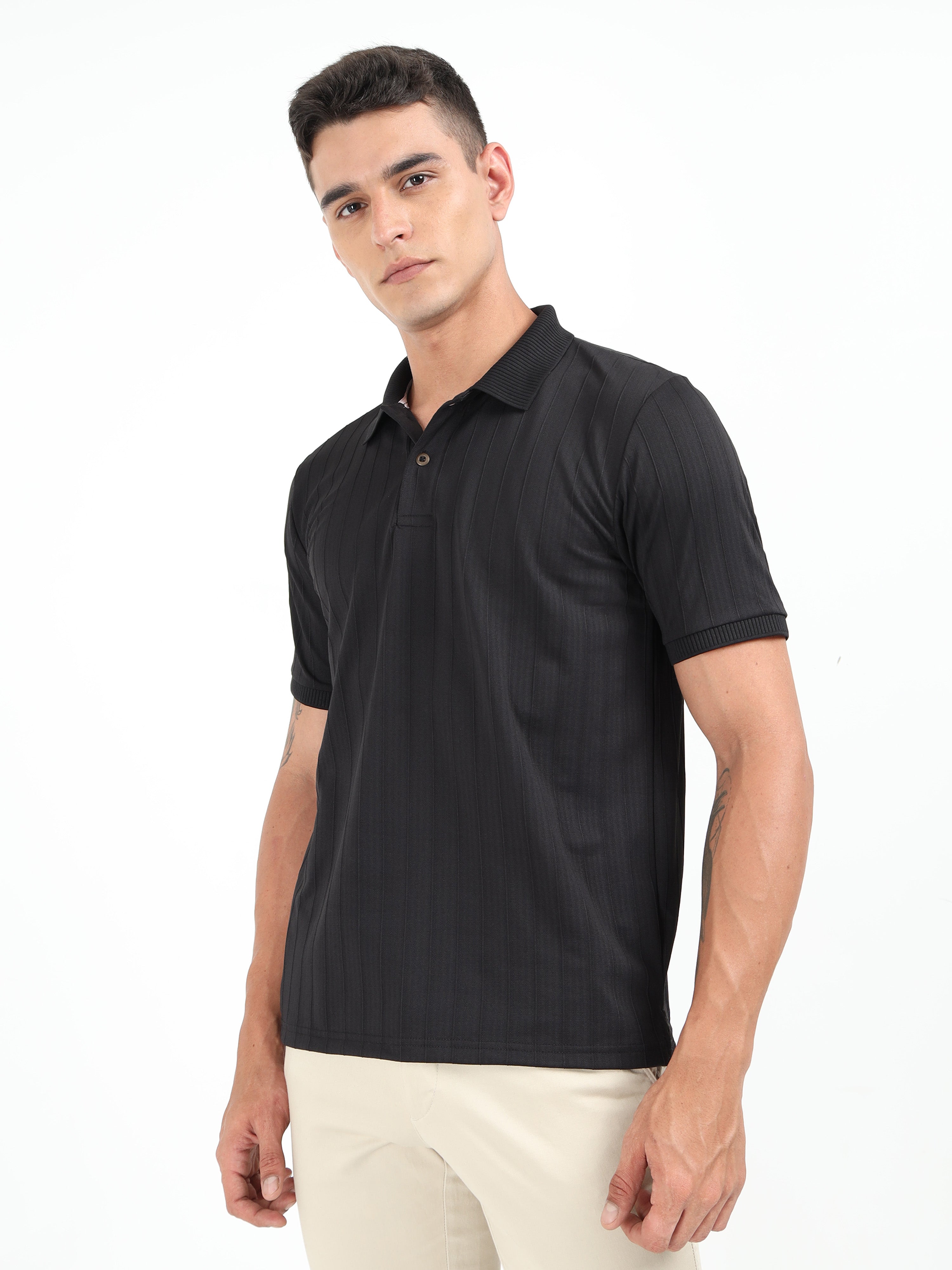 Black Korean Polo T-Shirt