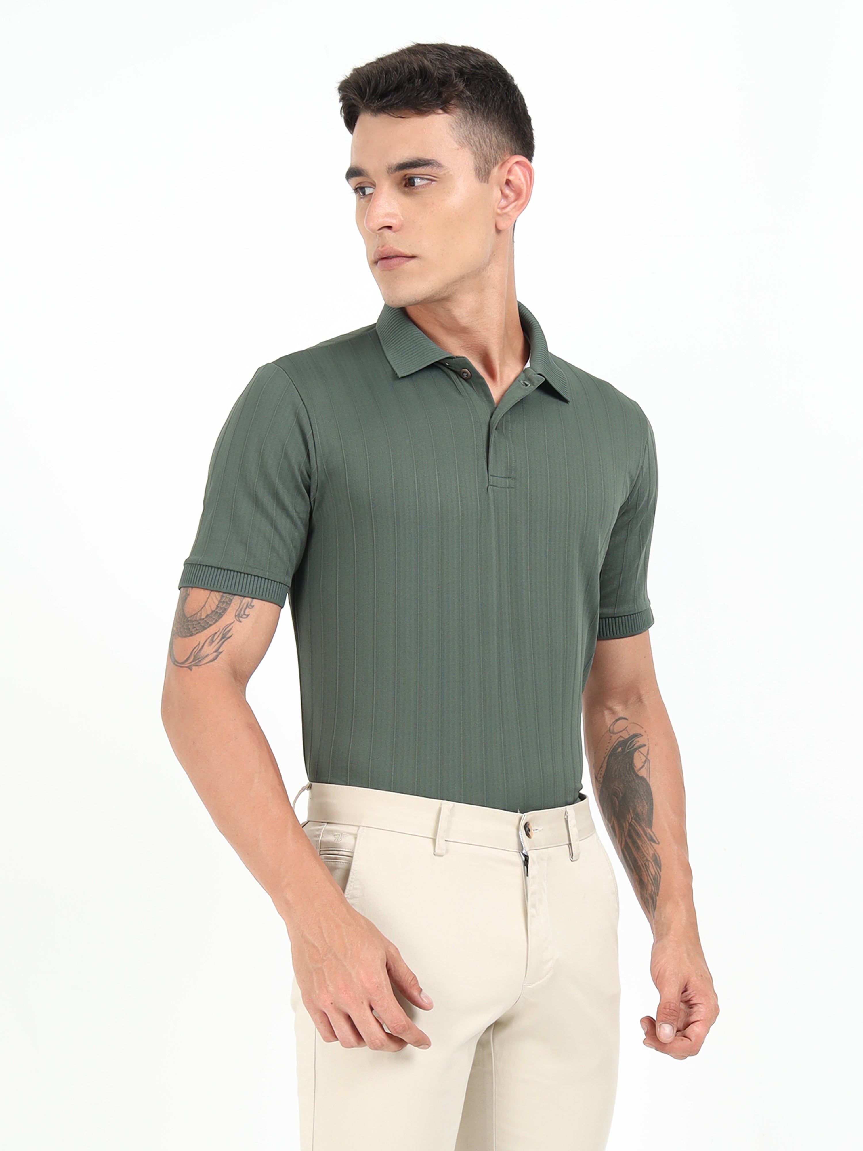 Forest Green Korean Polo T-Shirt