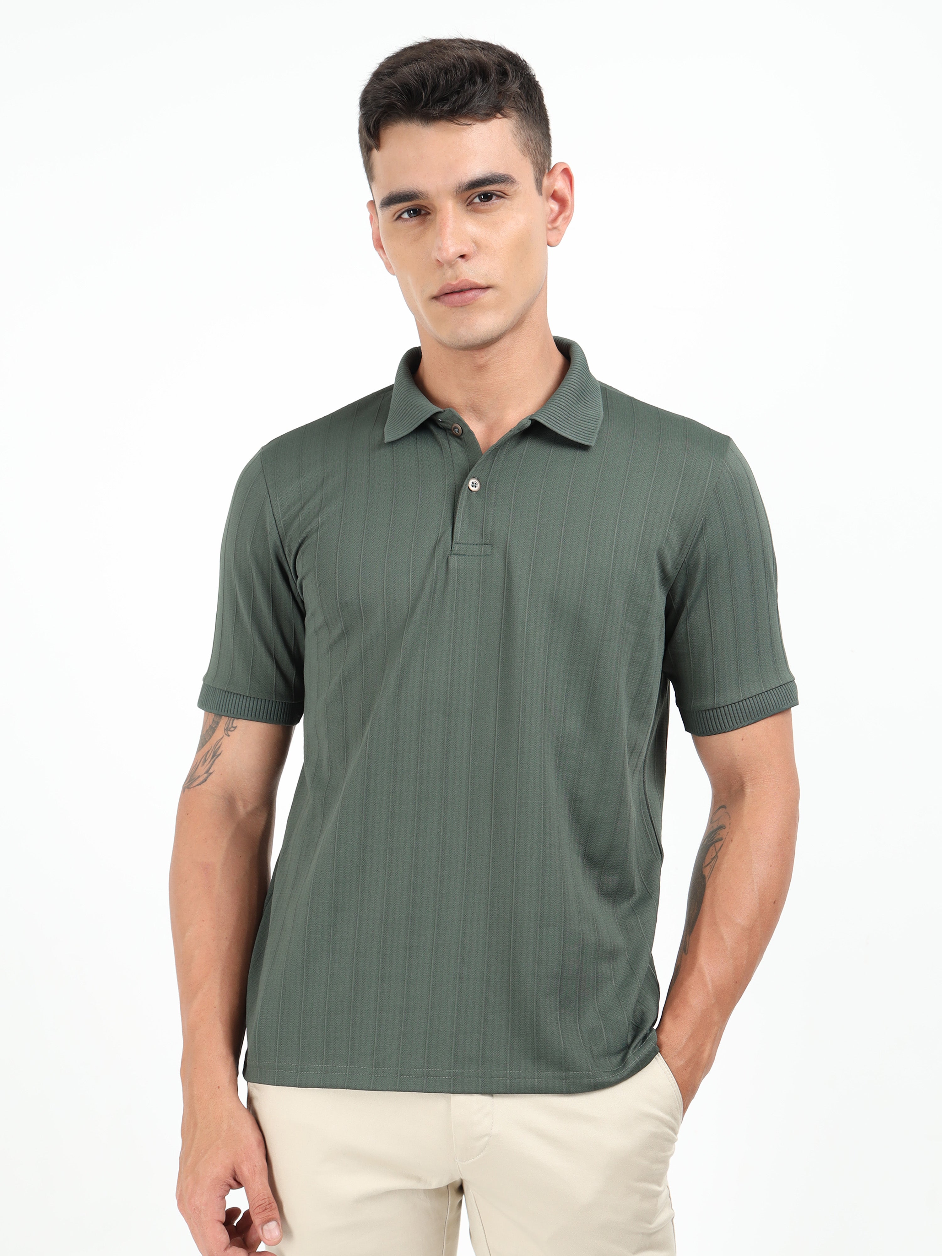 Forest Green Korean Polo T-Shirt