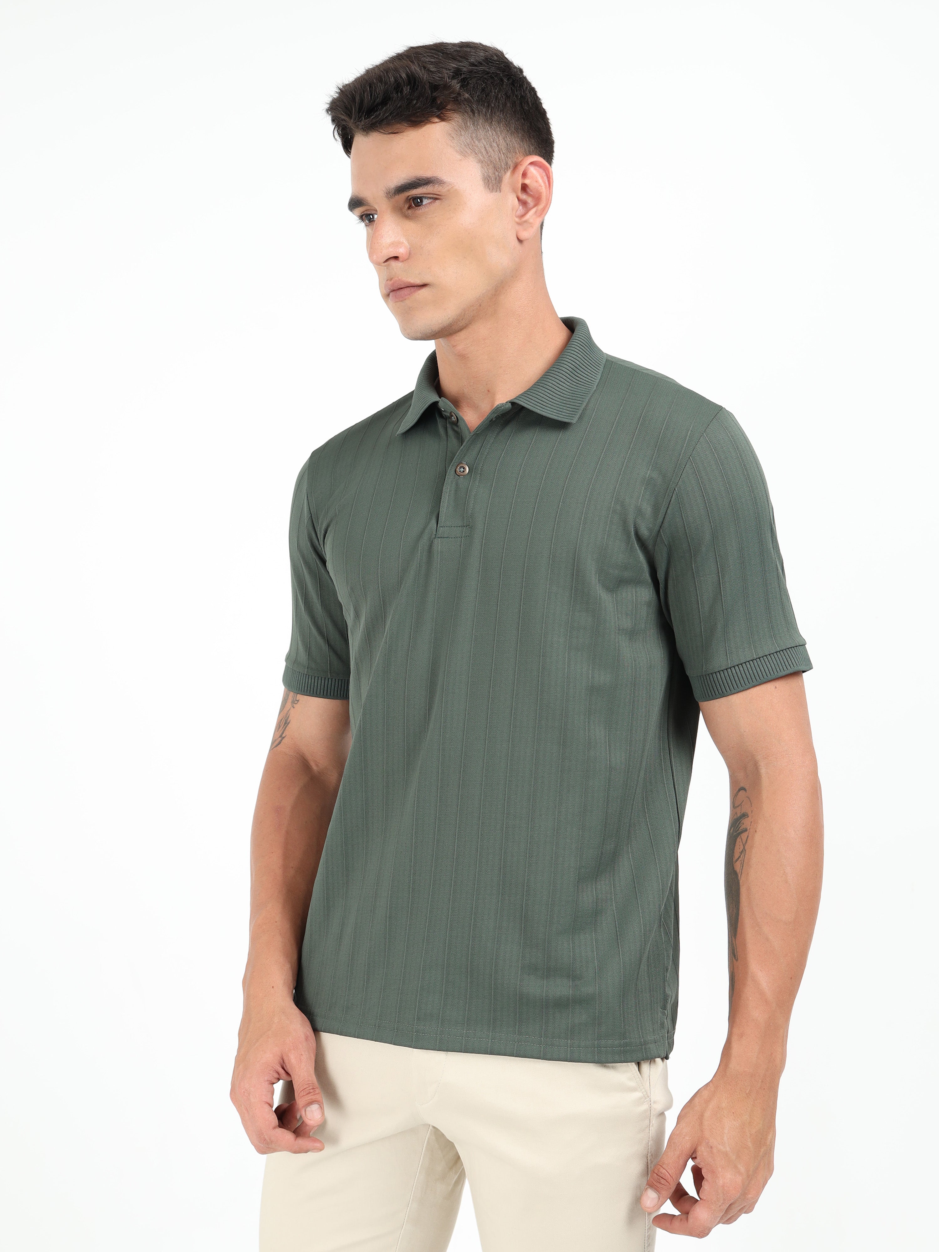 Forest Green Korean Polo T-Shirt