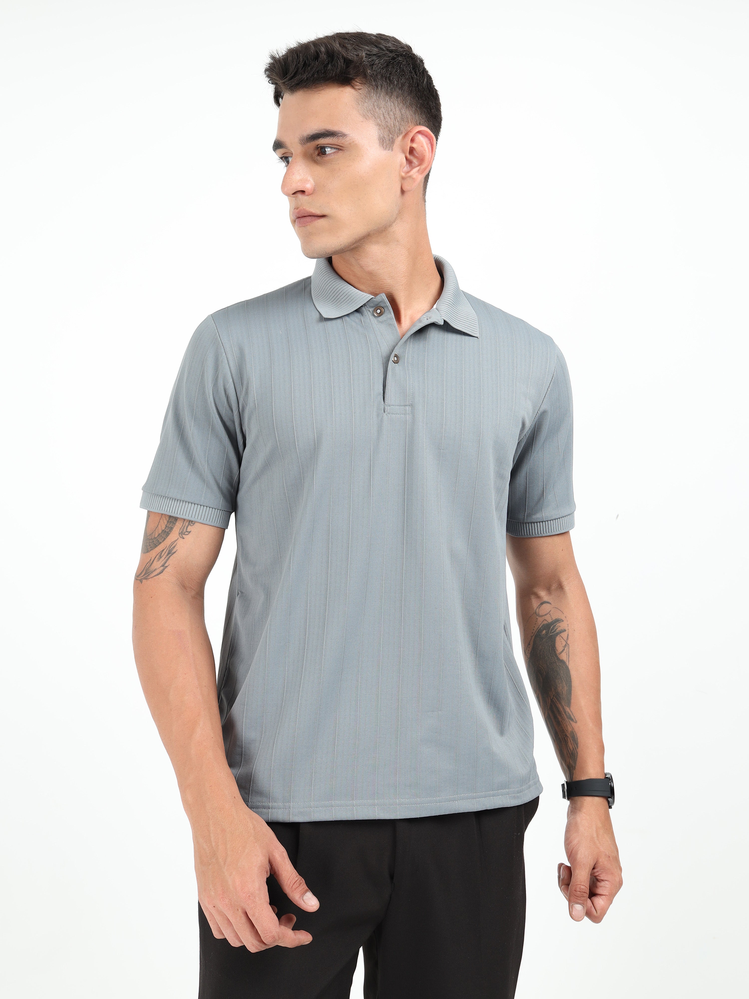 Grey Korean Polo T-Shirt
