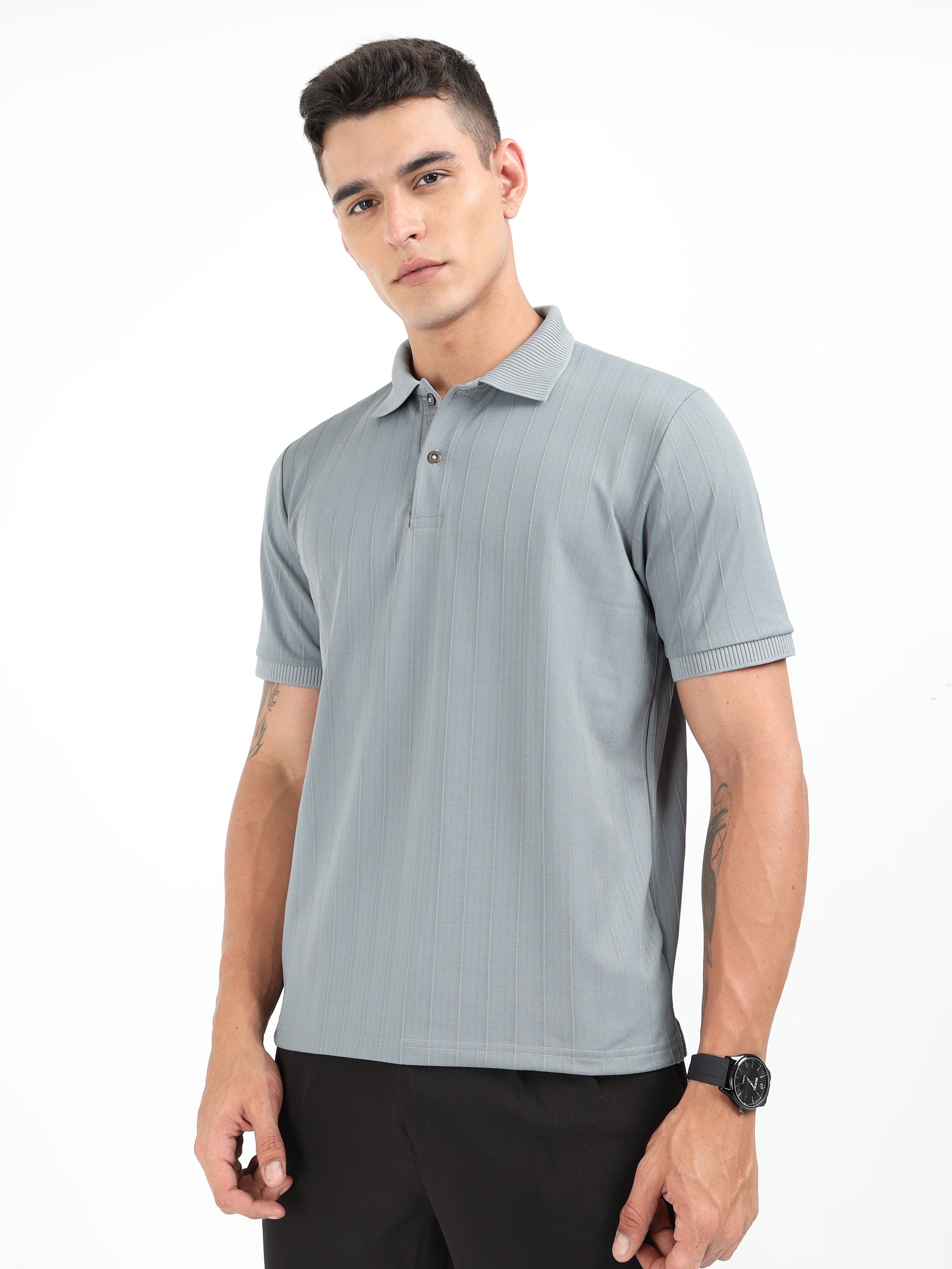 Grey Korean Polo T-Shirt