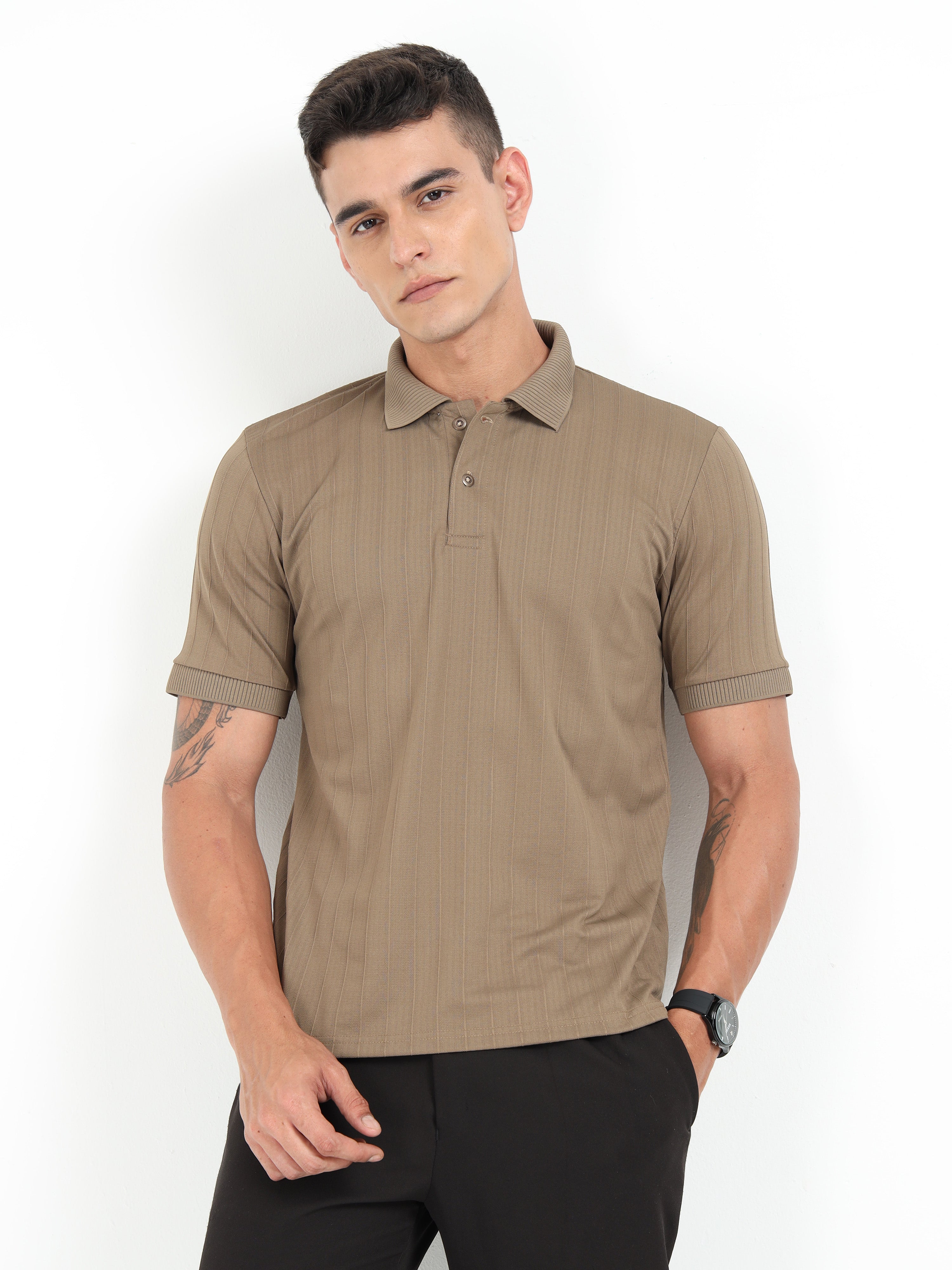 Sand Korean Polo T-Shirt