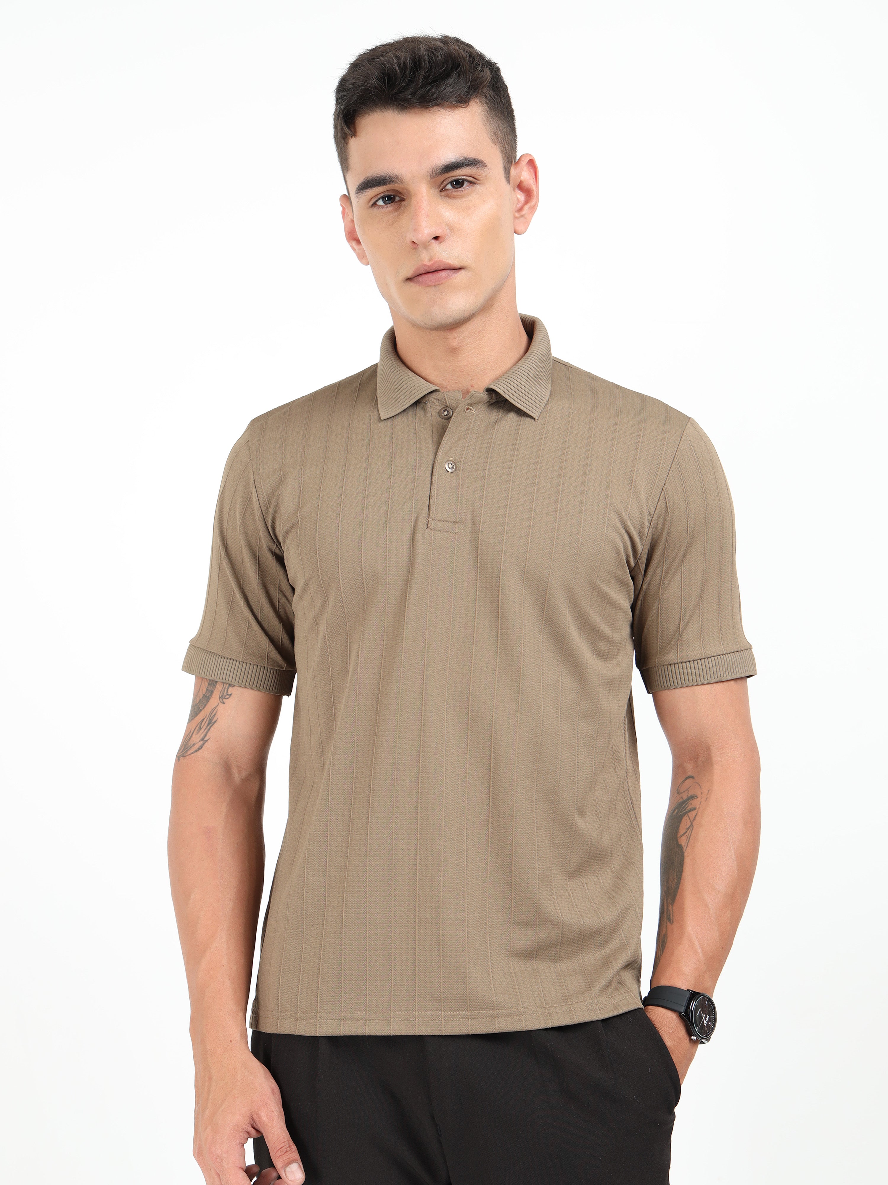 Sand Korean Polo T-Shirt