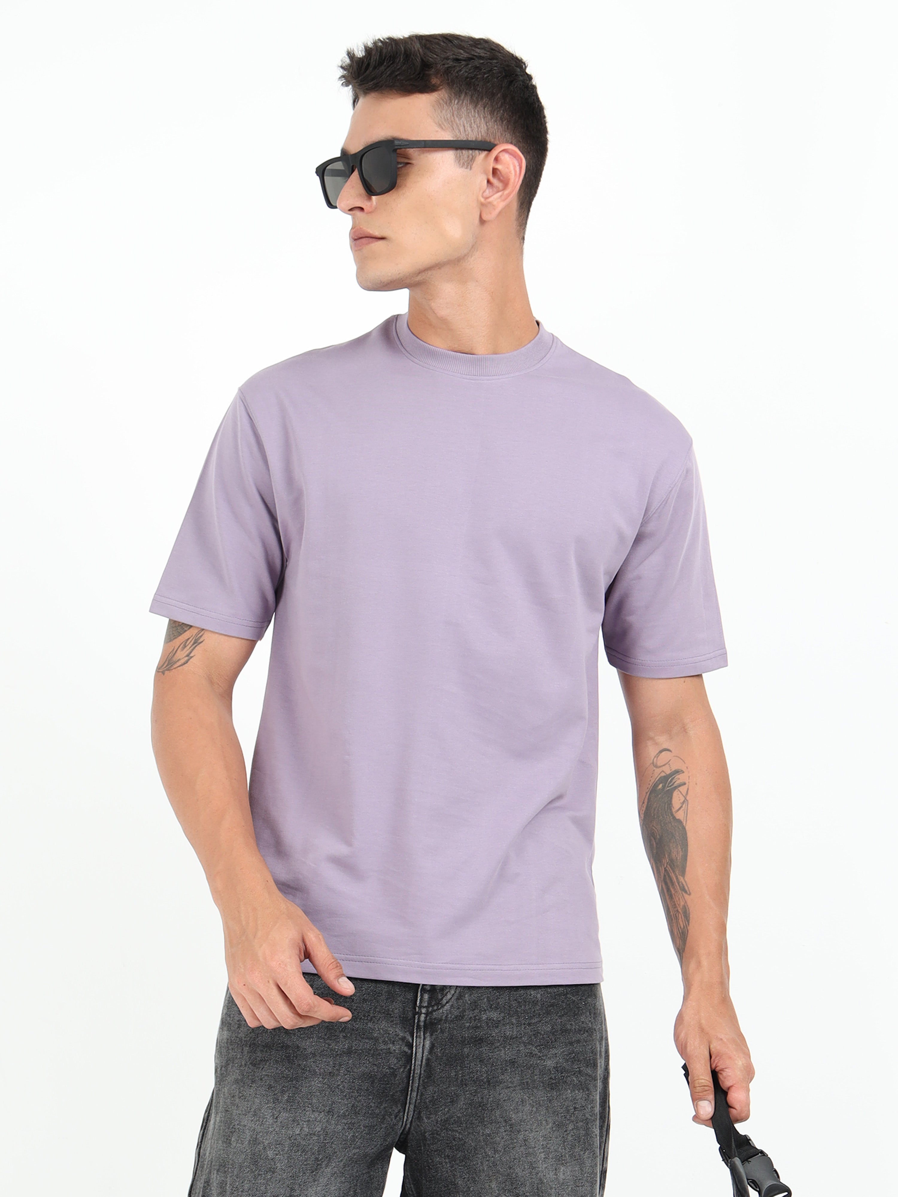 Lavender Solid Oversized Tee