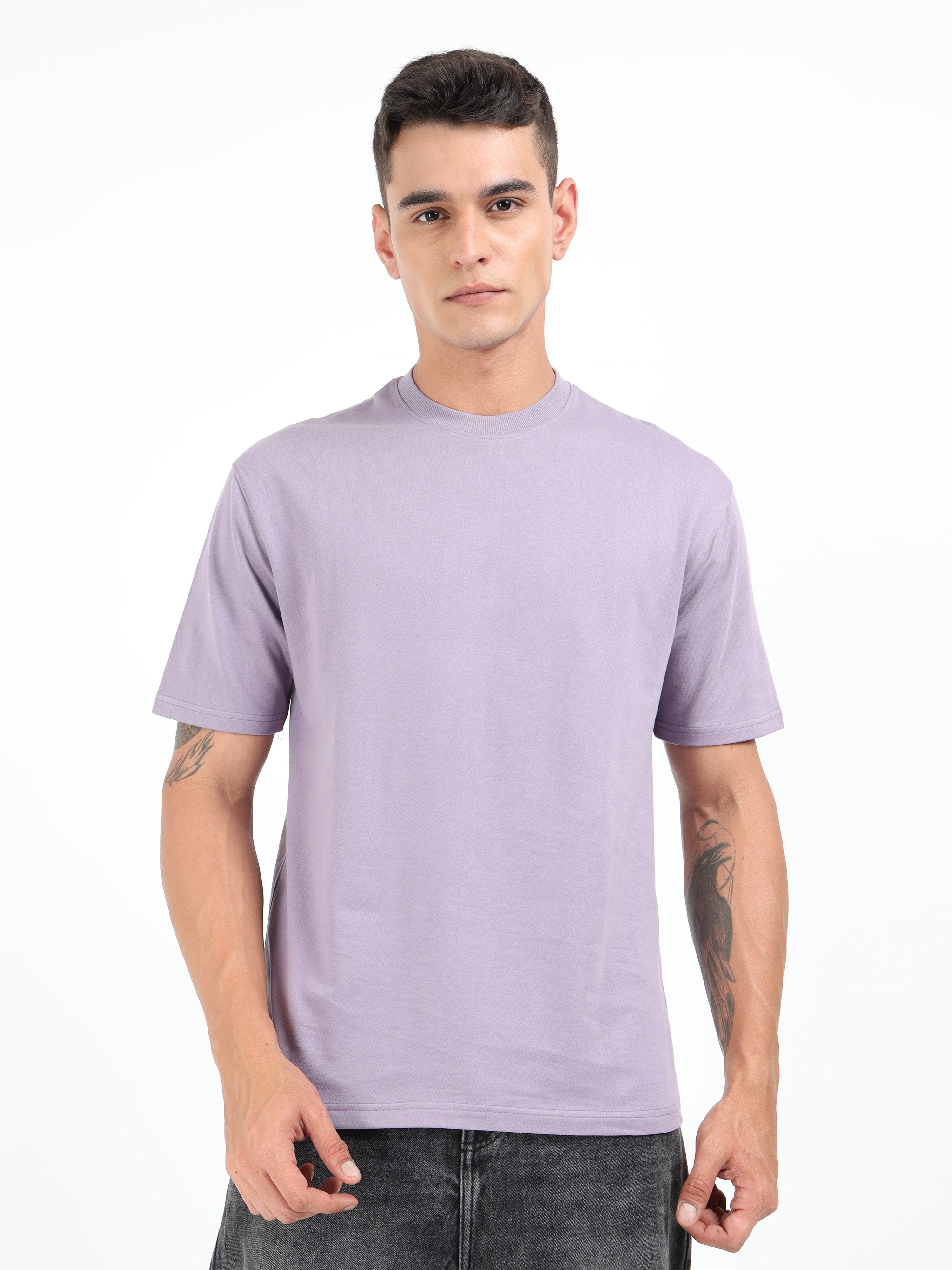 Lavender Solid Oversized Tee