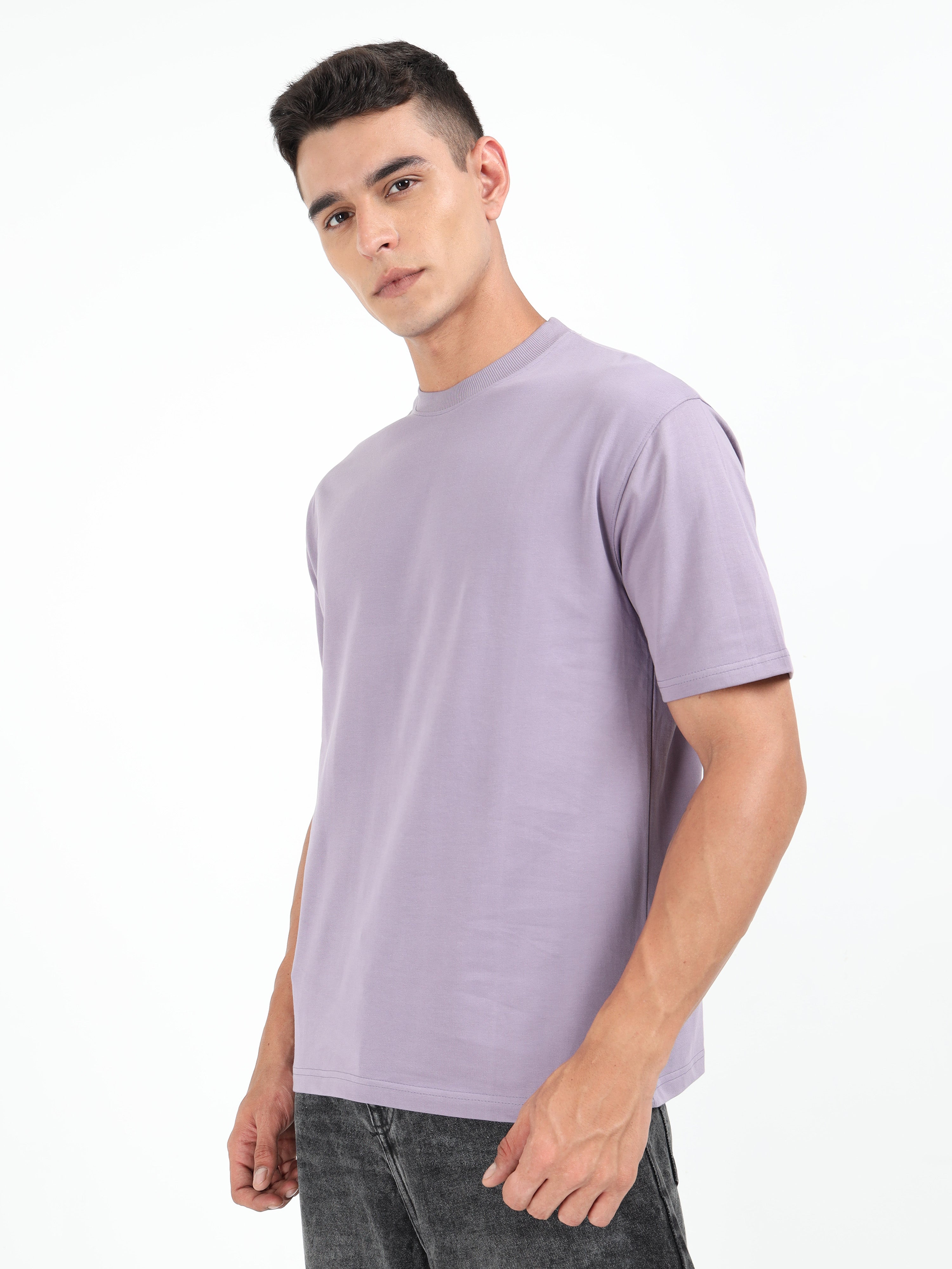 Lavender Solid Oversized Tee