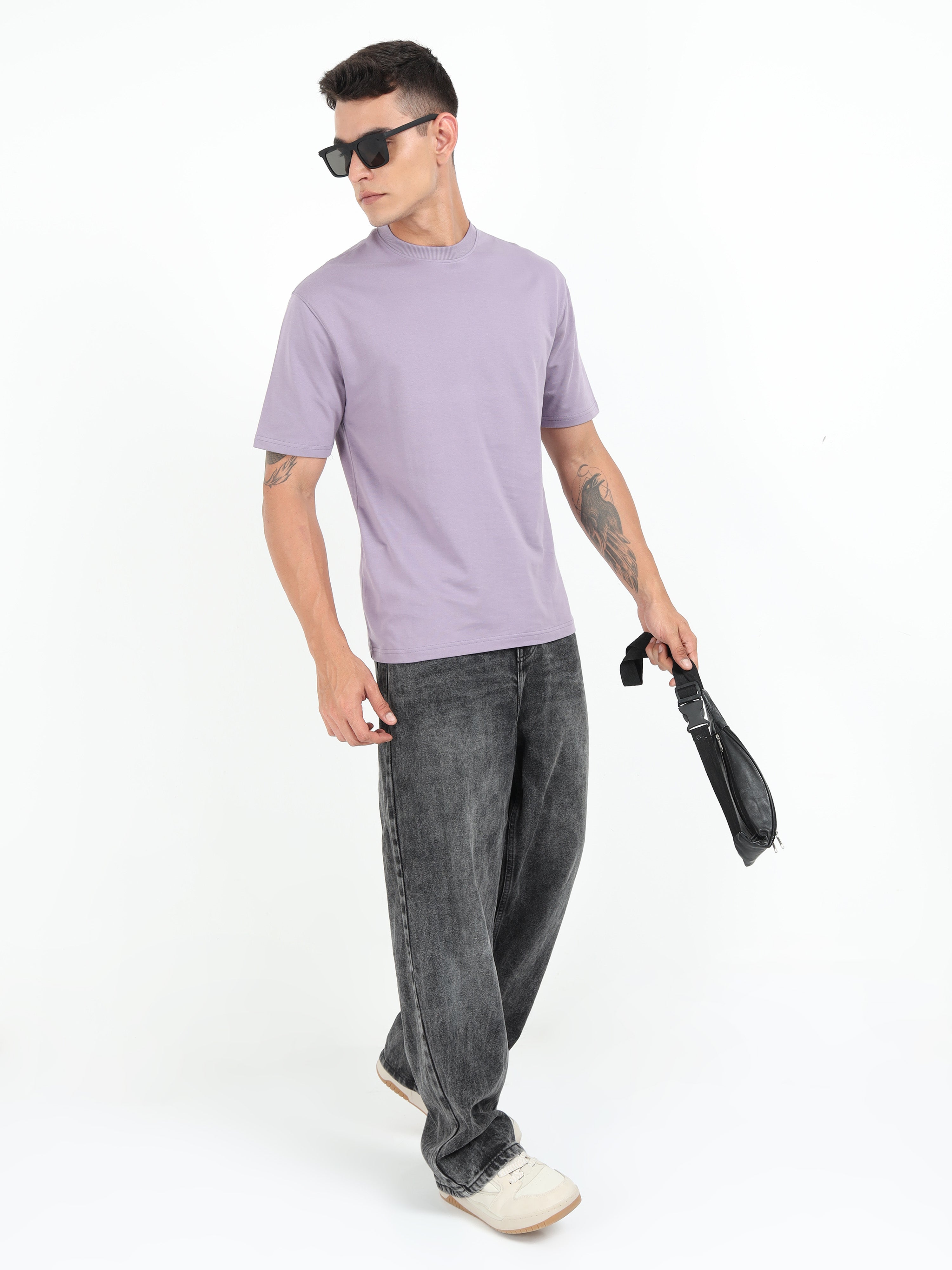 Lavender Solid Oversized Tee
