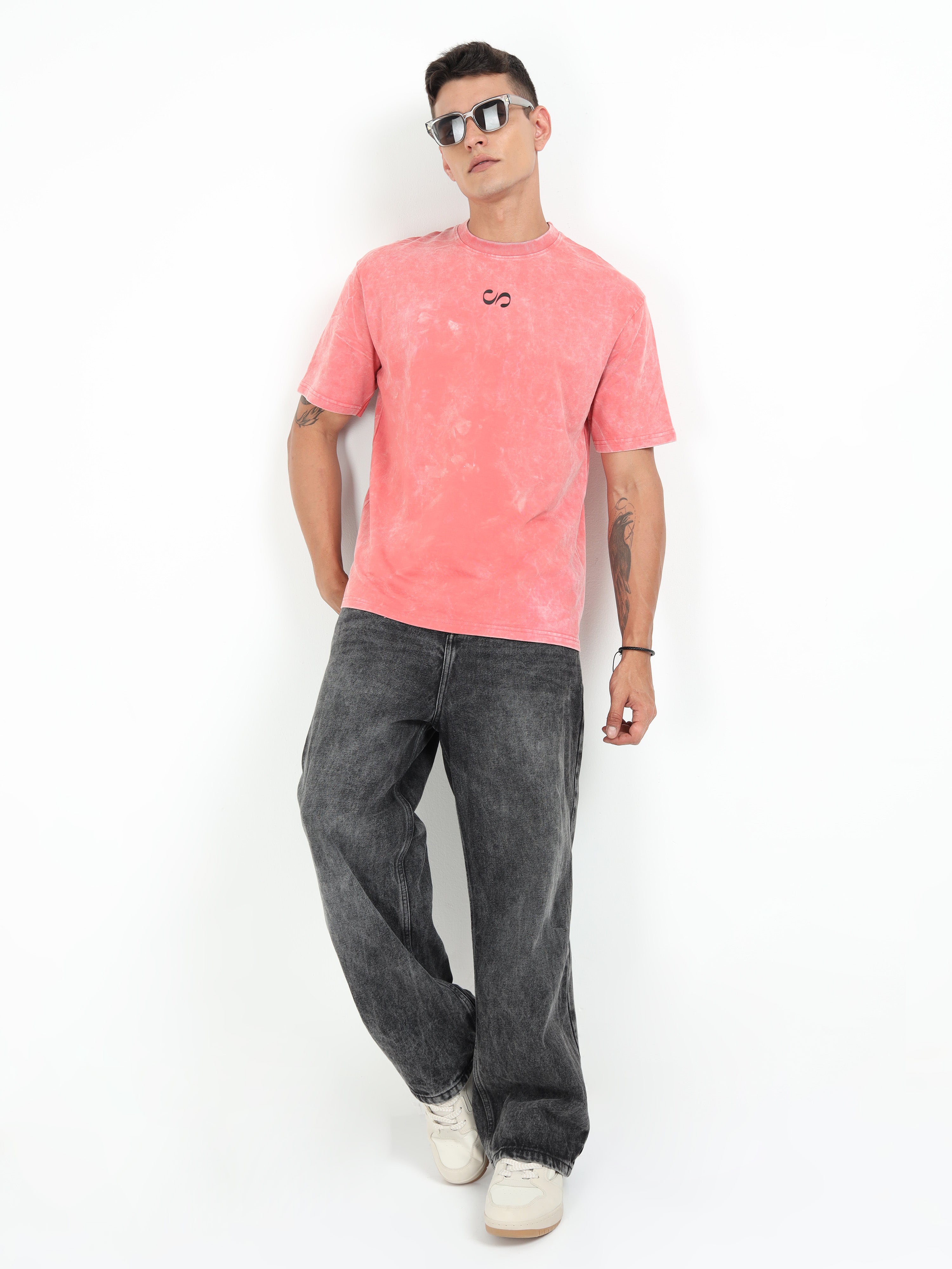 Plum Uneven Washed Oversized T-Shirt