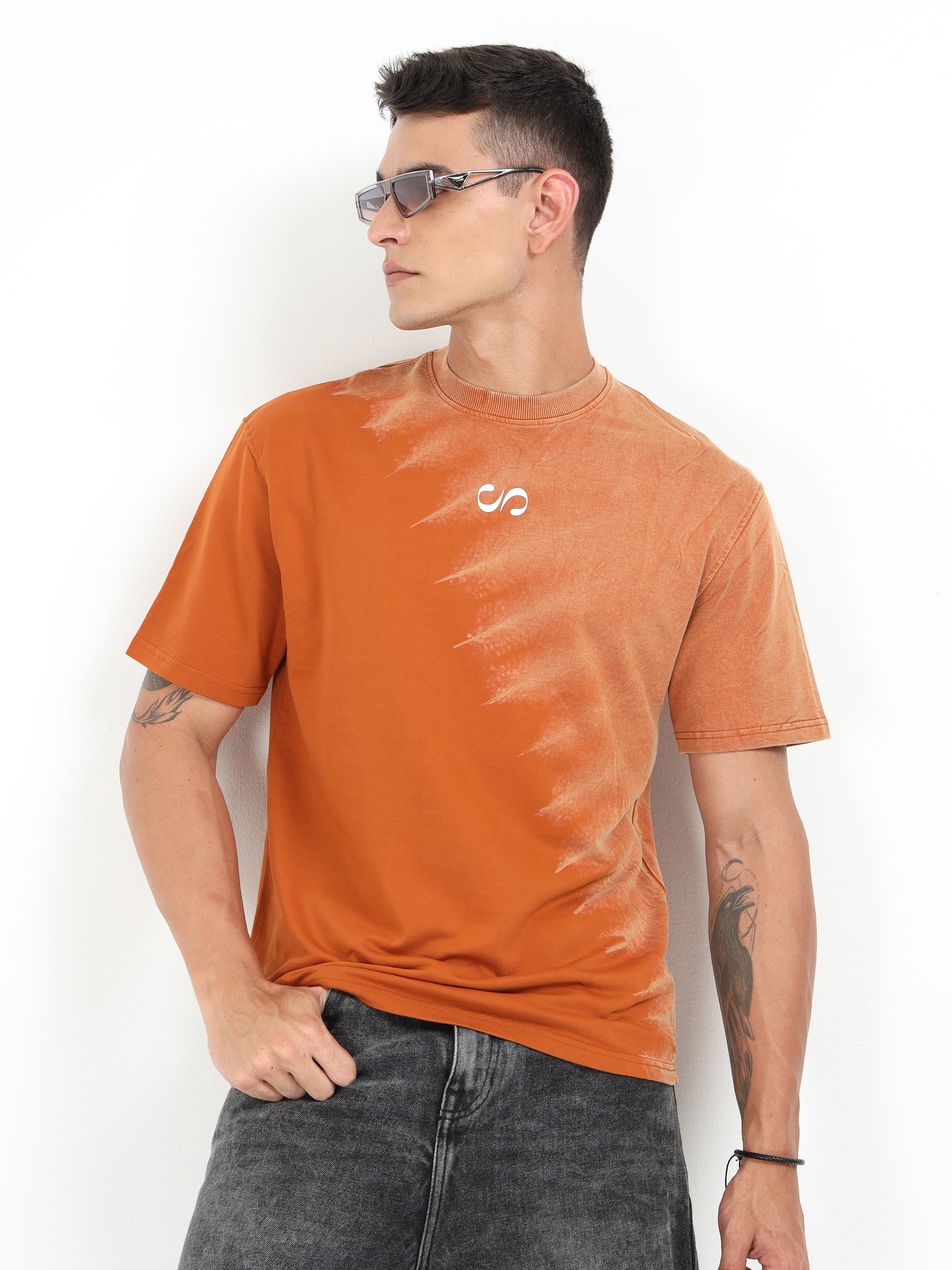 Orange Dual Washed Oversized T-Shirt