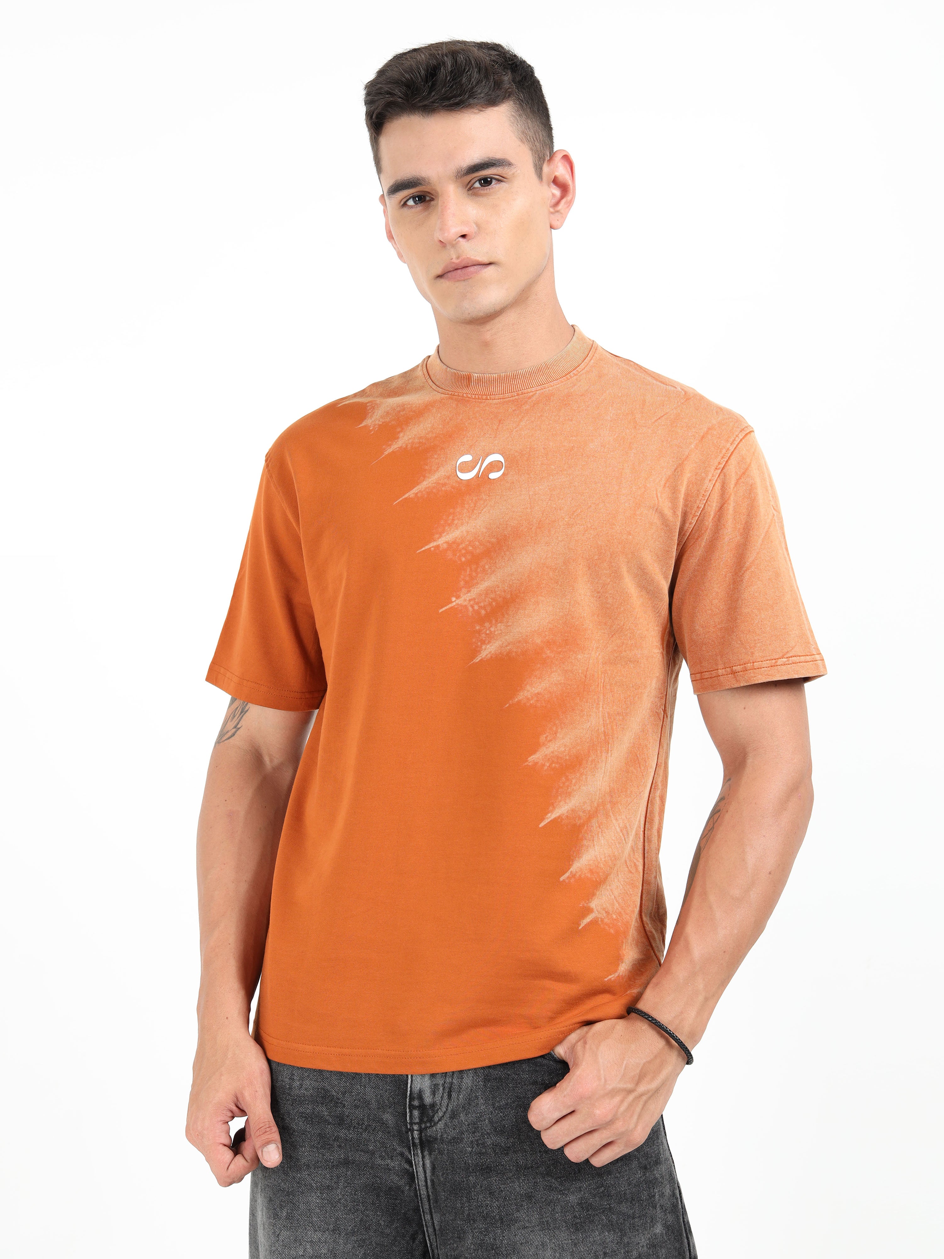 Orange Dual Washed Oversized T-Shirt