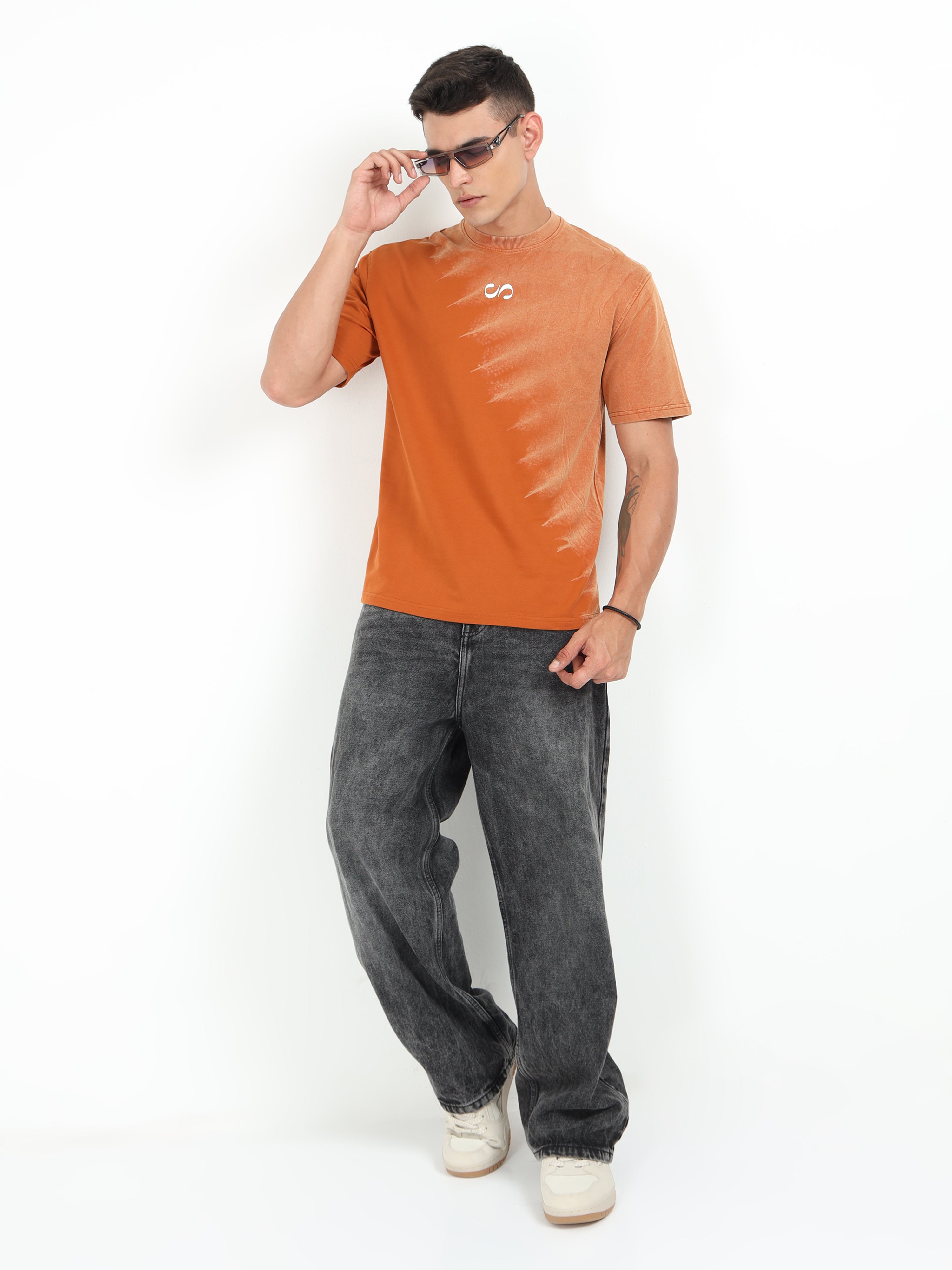 Orange Dual Washed Oversized T-Shirt