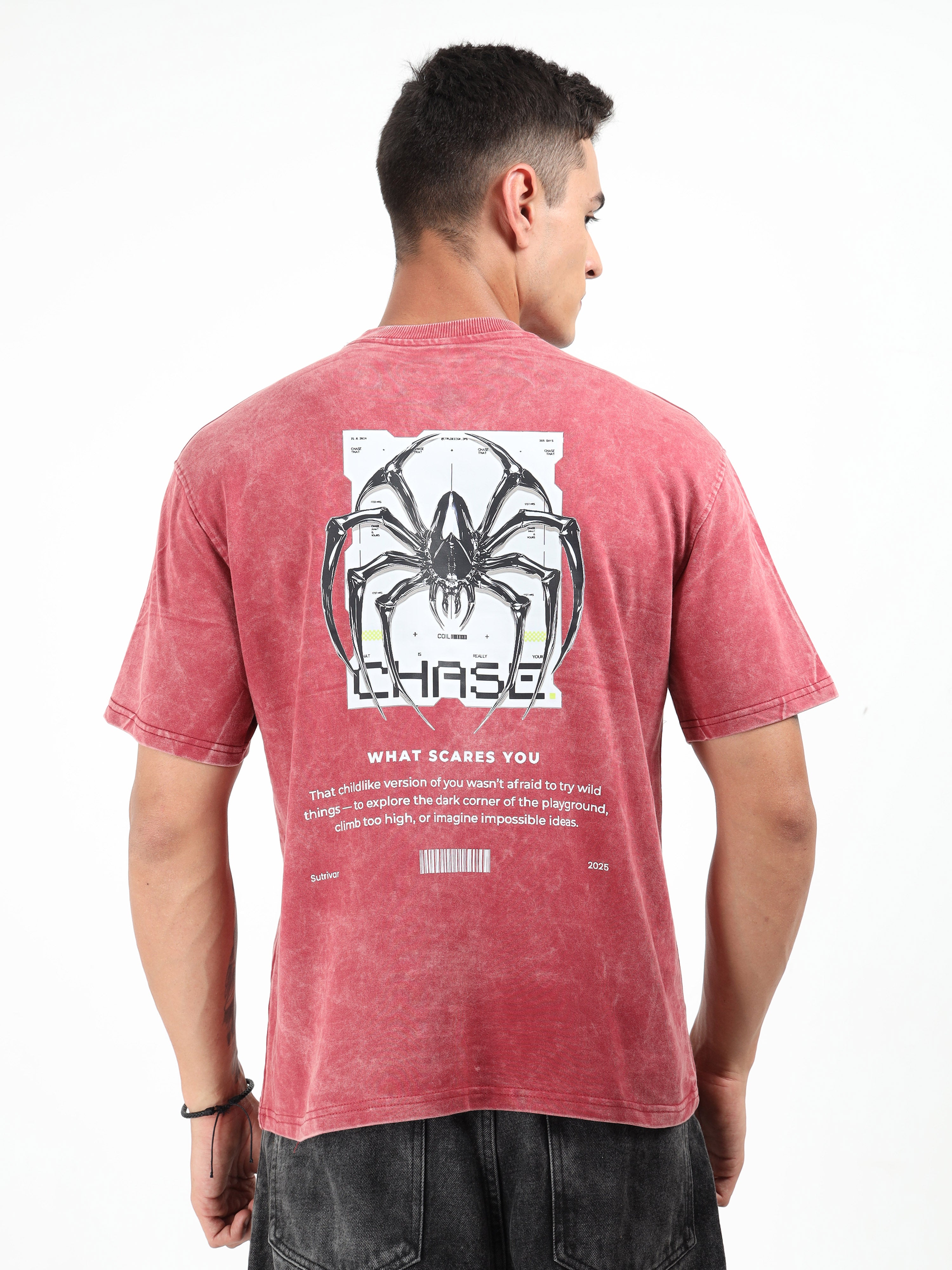 Burgundy Uneven Washed Oversized T-Shirt