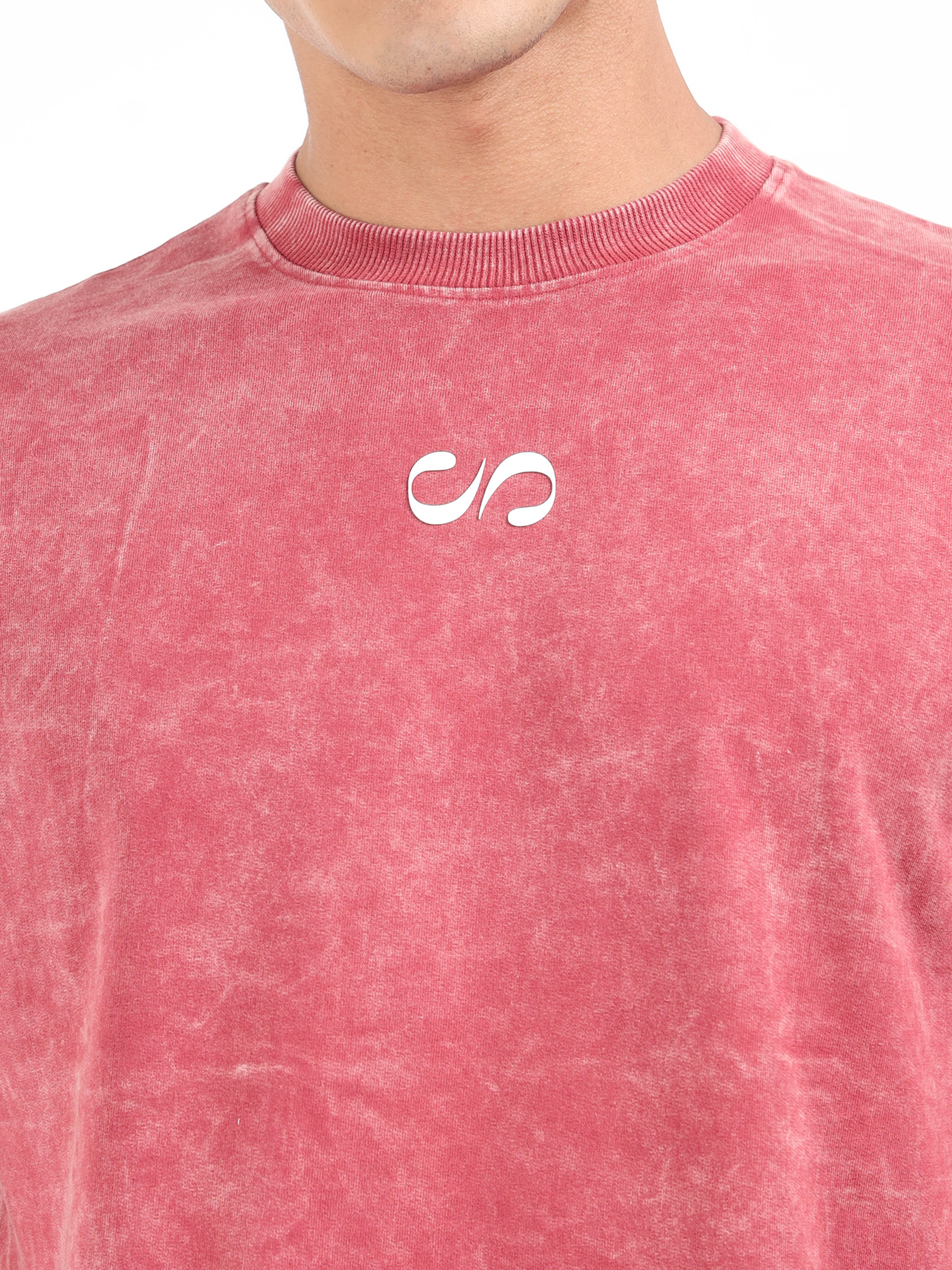 Burgundy Uneven Washed Oversized T-Shirt