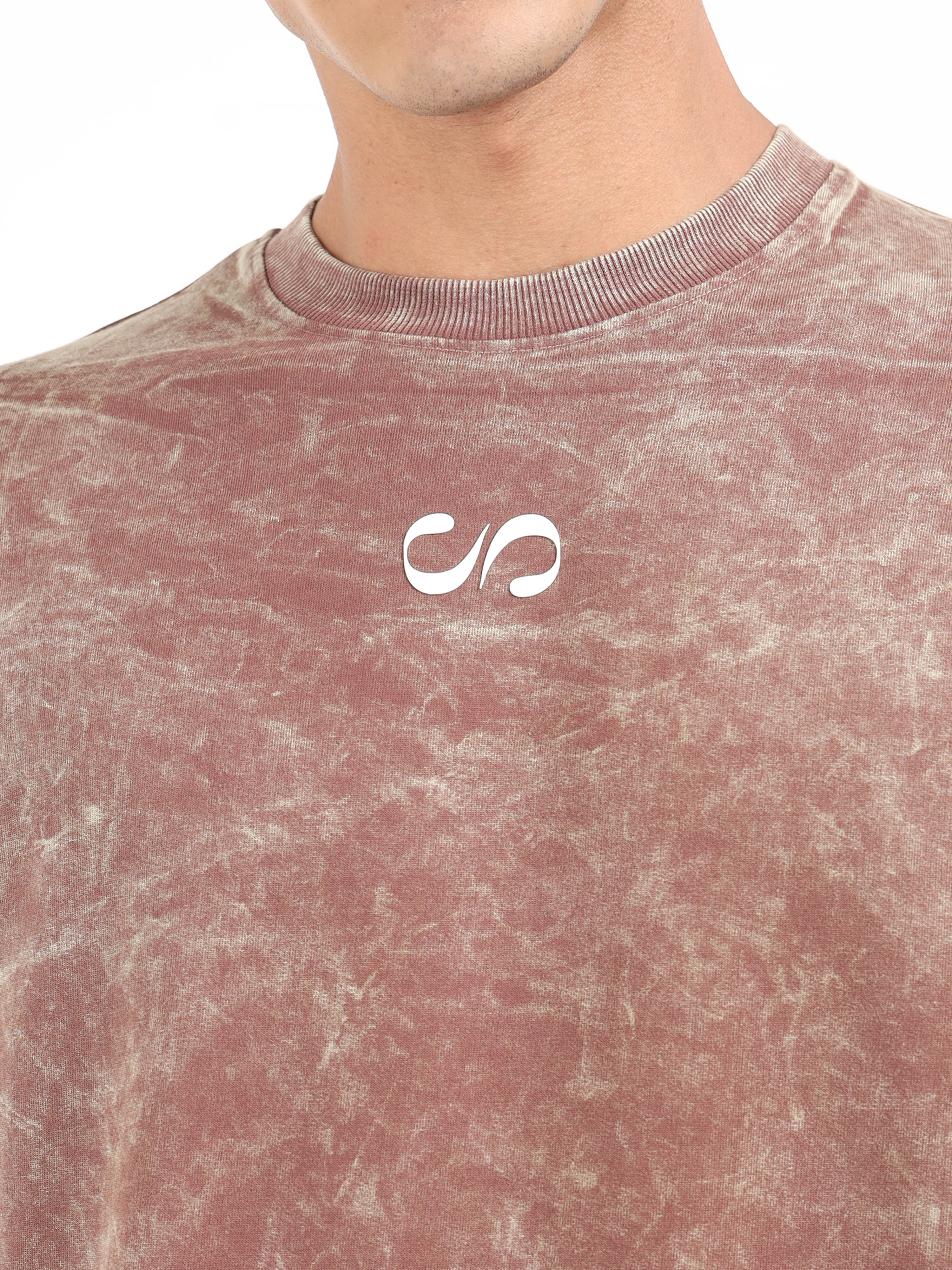 Brown Uneven Washed Oversized T-Shirt