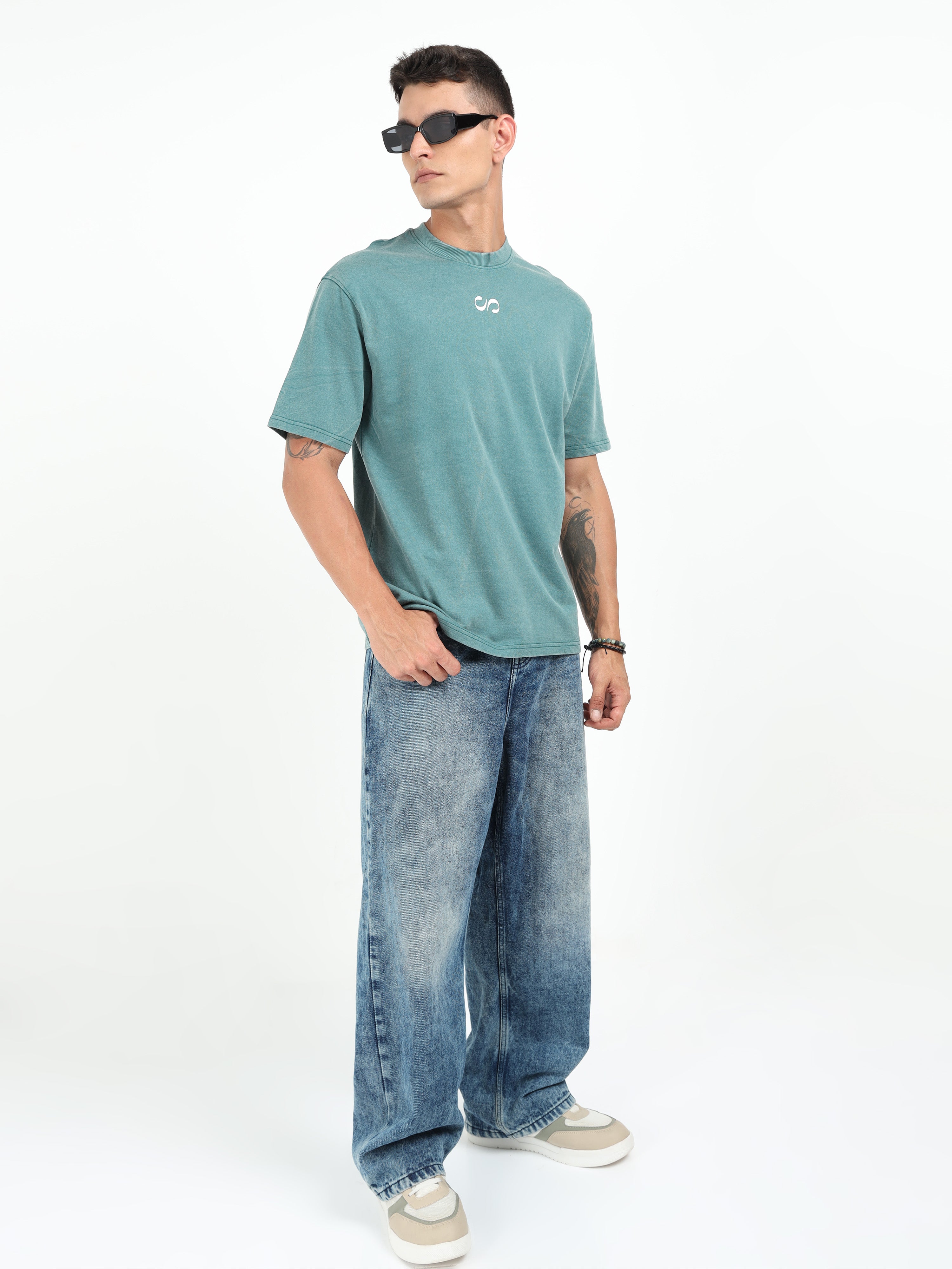 Pine Green Vintage Washed Oversized T-Shirt