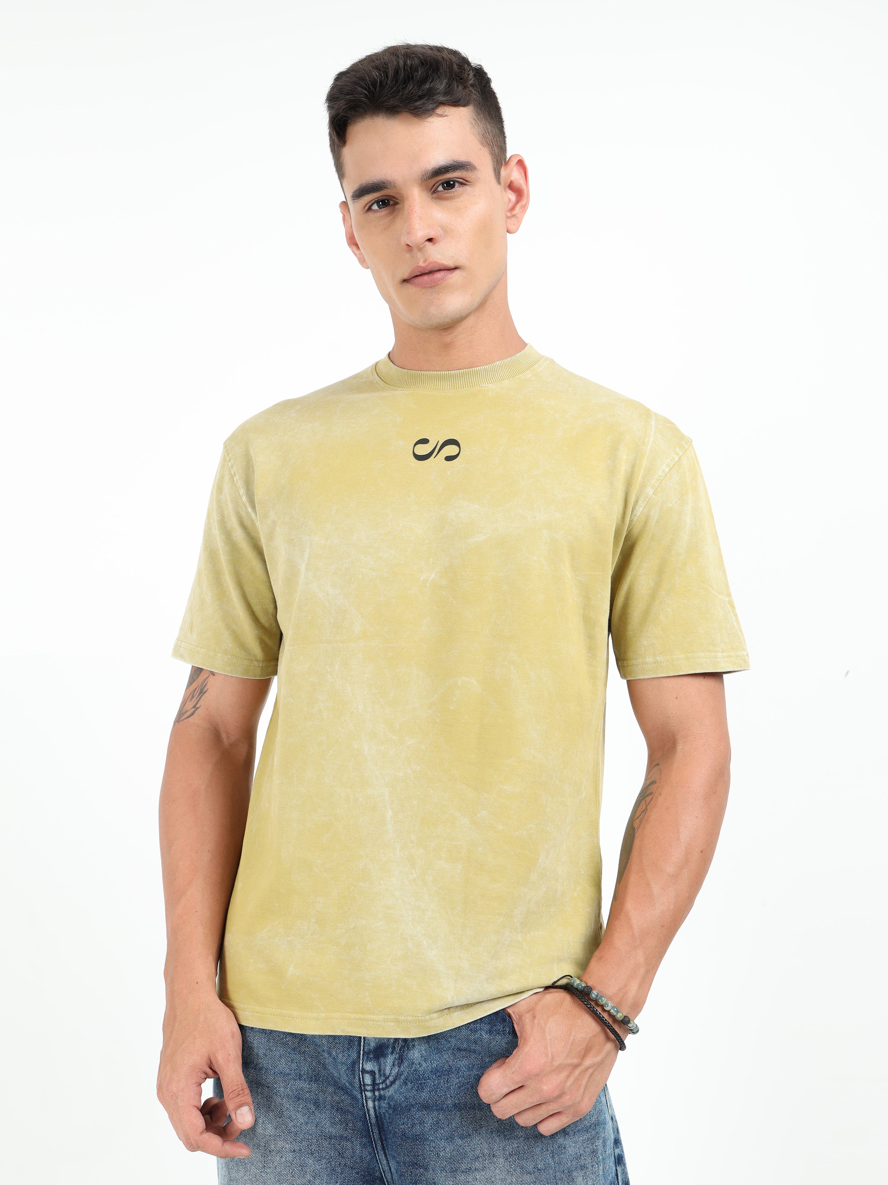Olive Uneven Washed Oversized T-Shirt