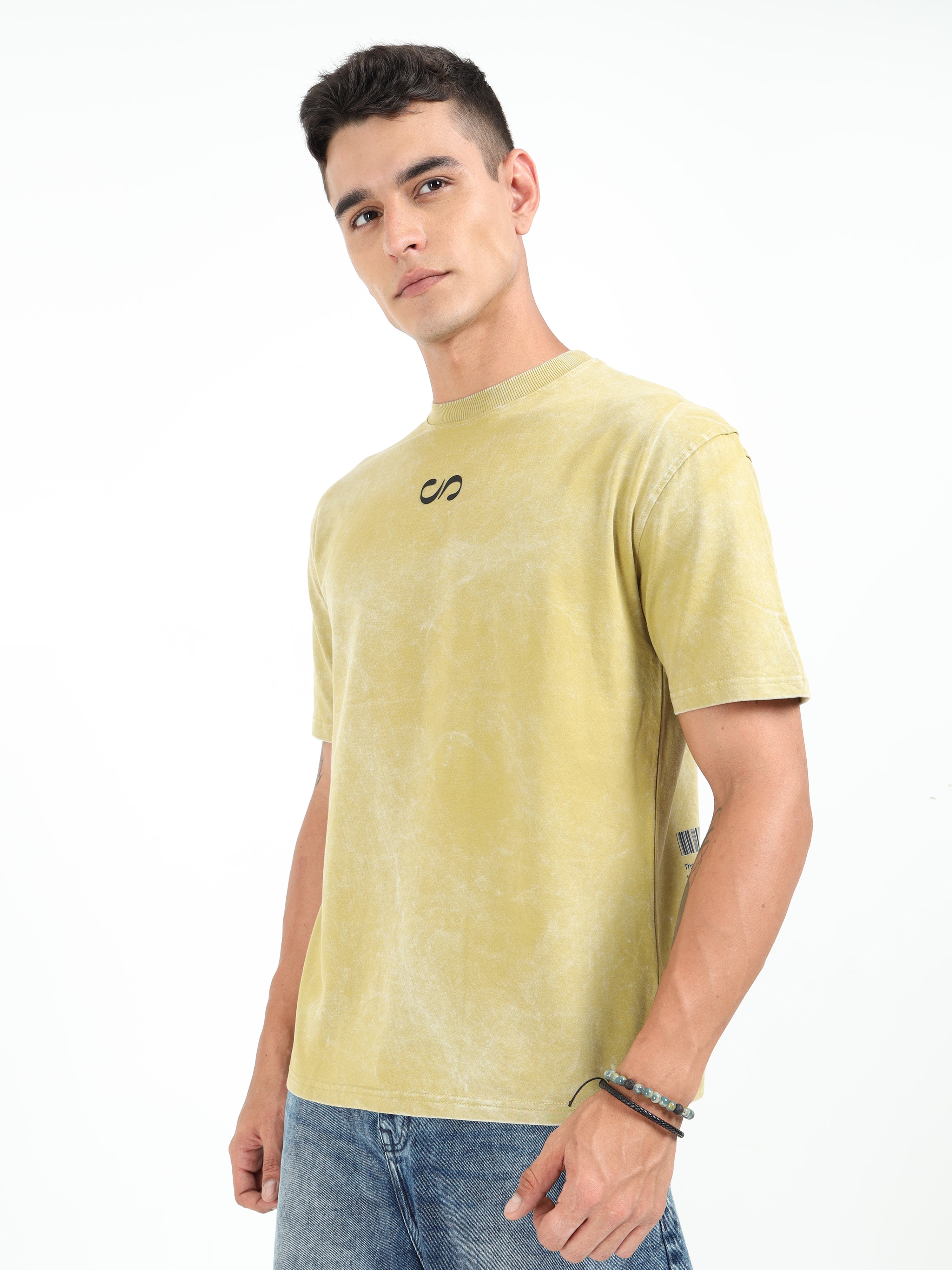 Olive Uneven Washed Oversized T-Shirt