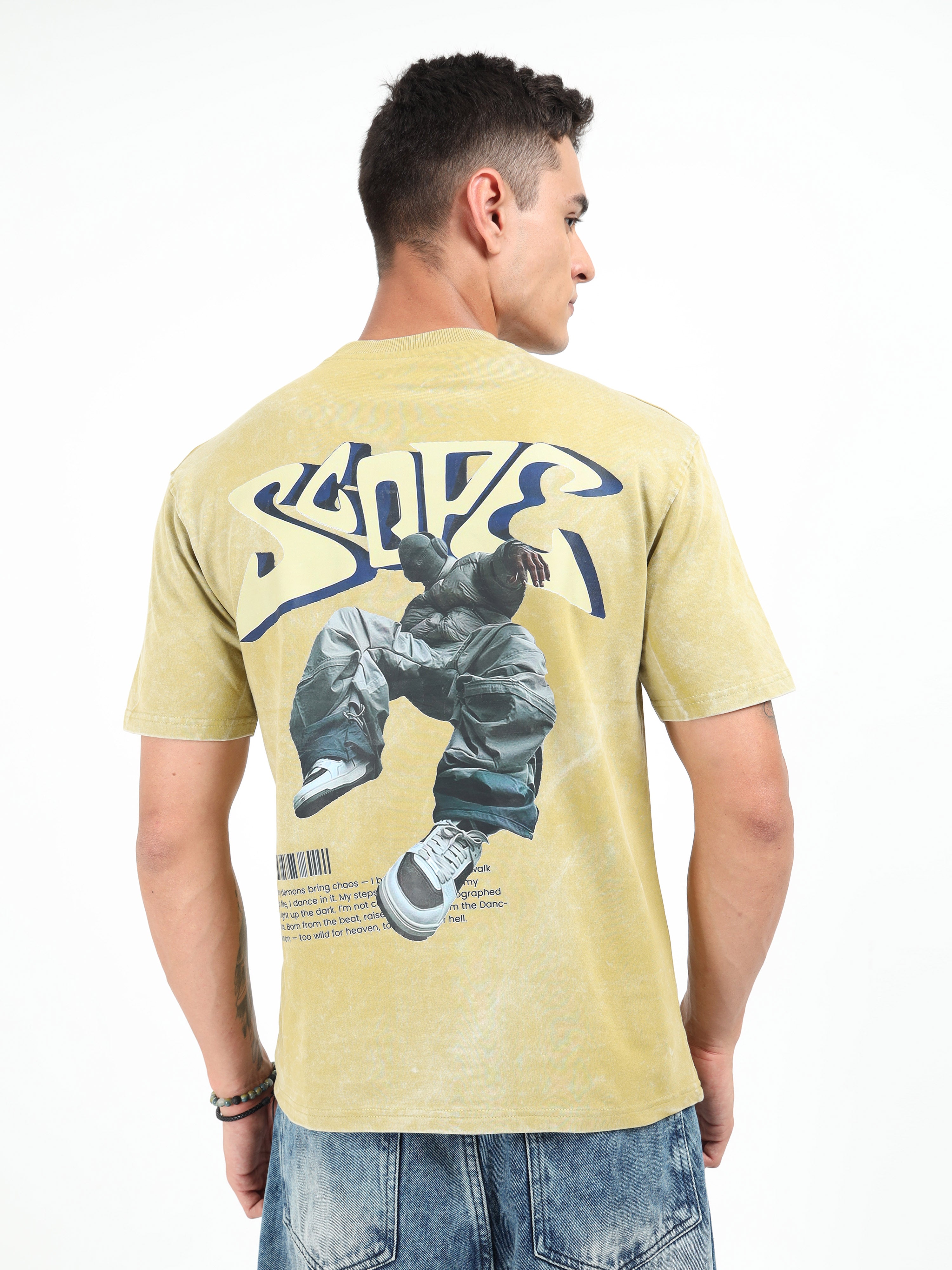 Olive Uneven Washed Oversized T-Shirt