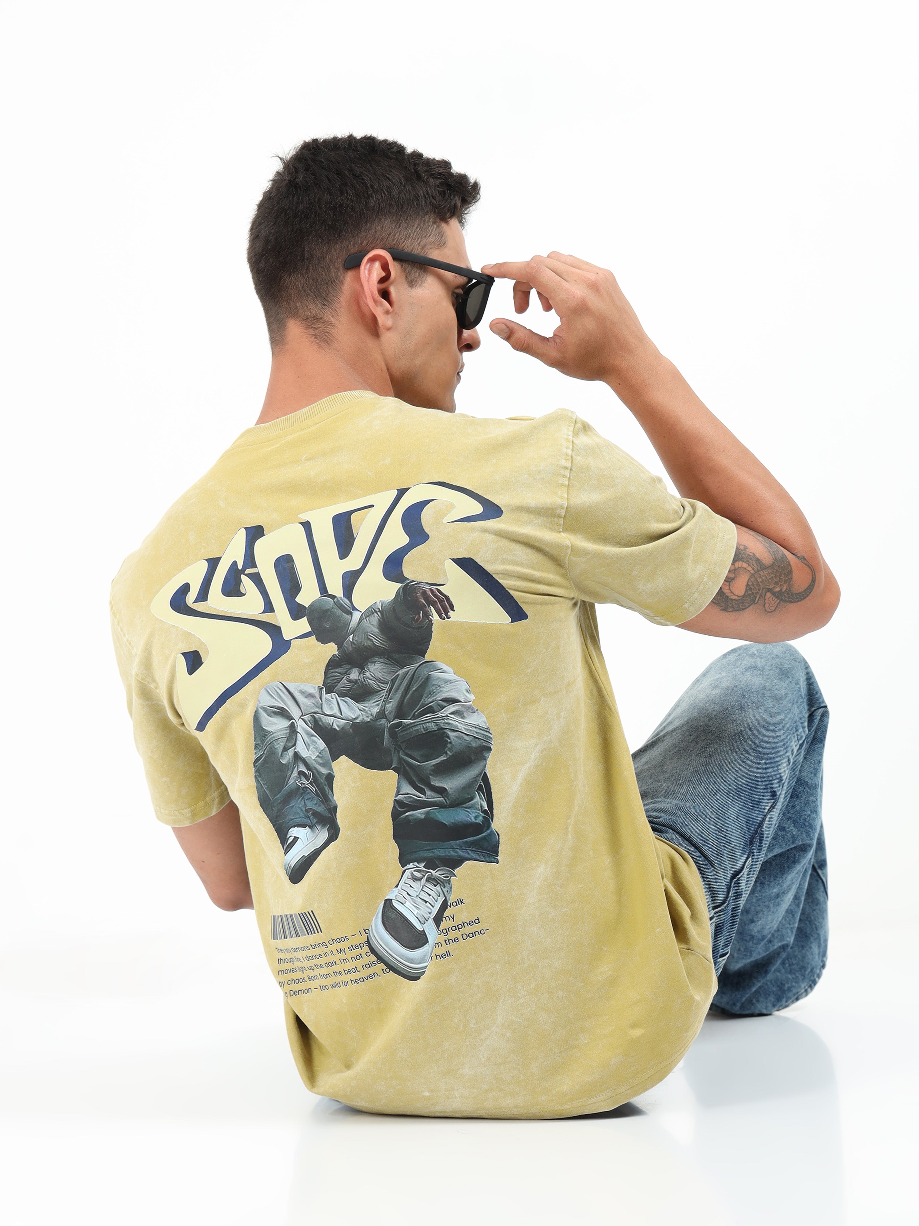 Olive Uneven Washed Oversized T-Shirt