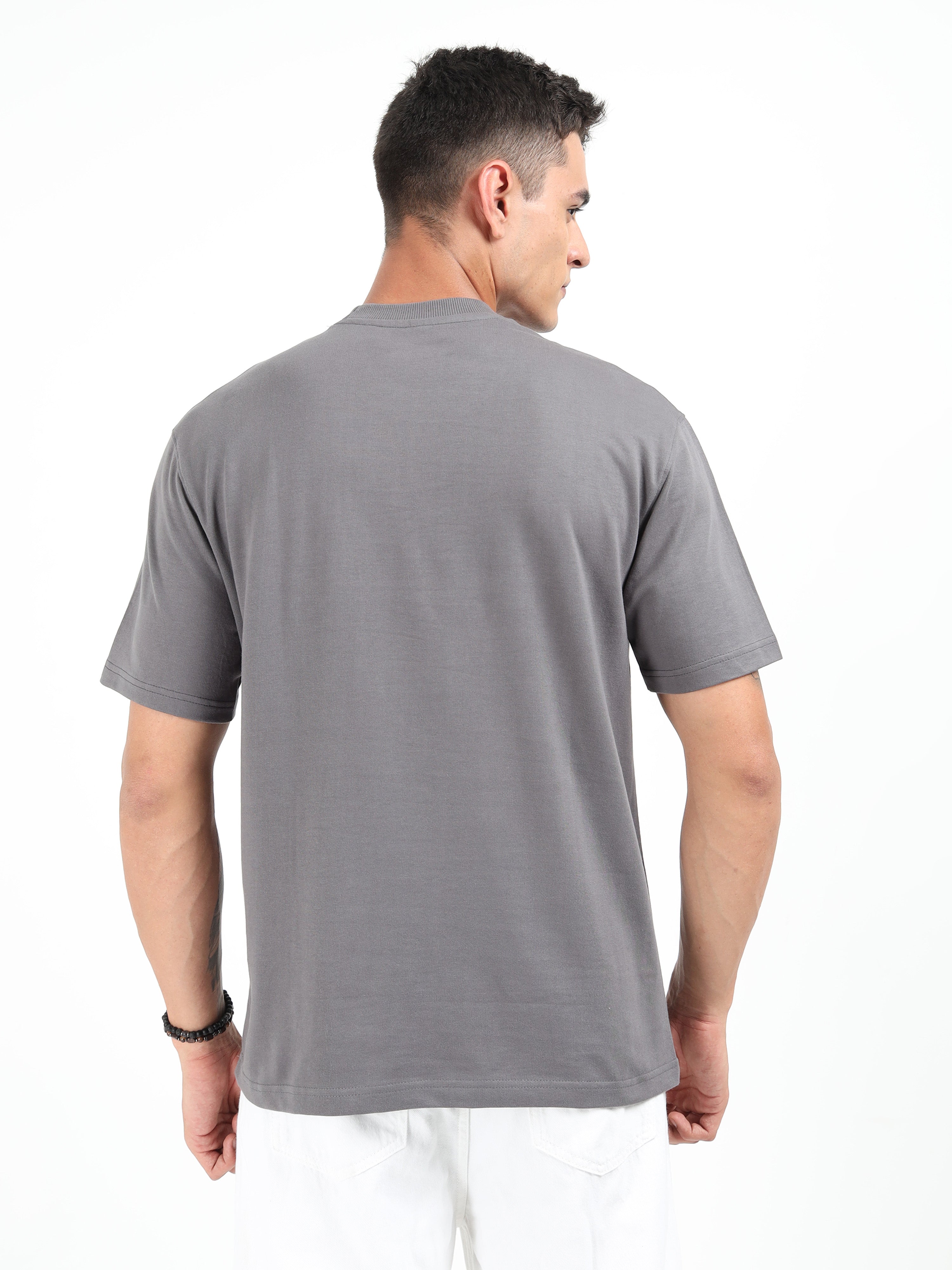 Grey Solid Oversized Tee