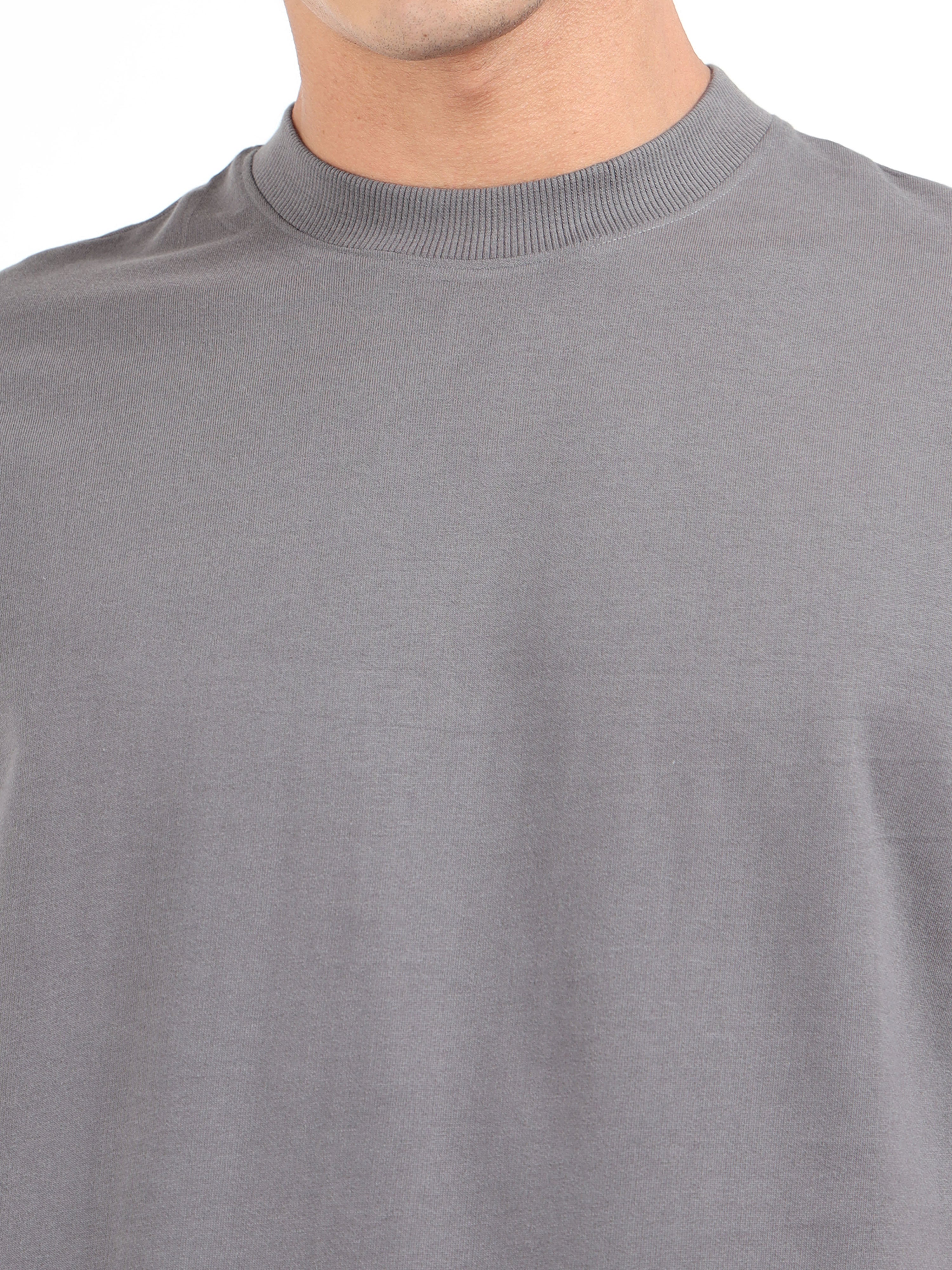 Grey Solid Oversized Tee