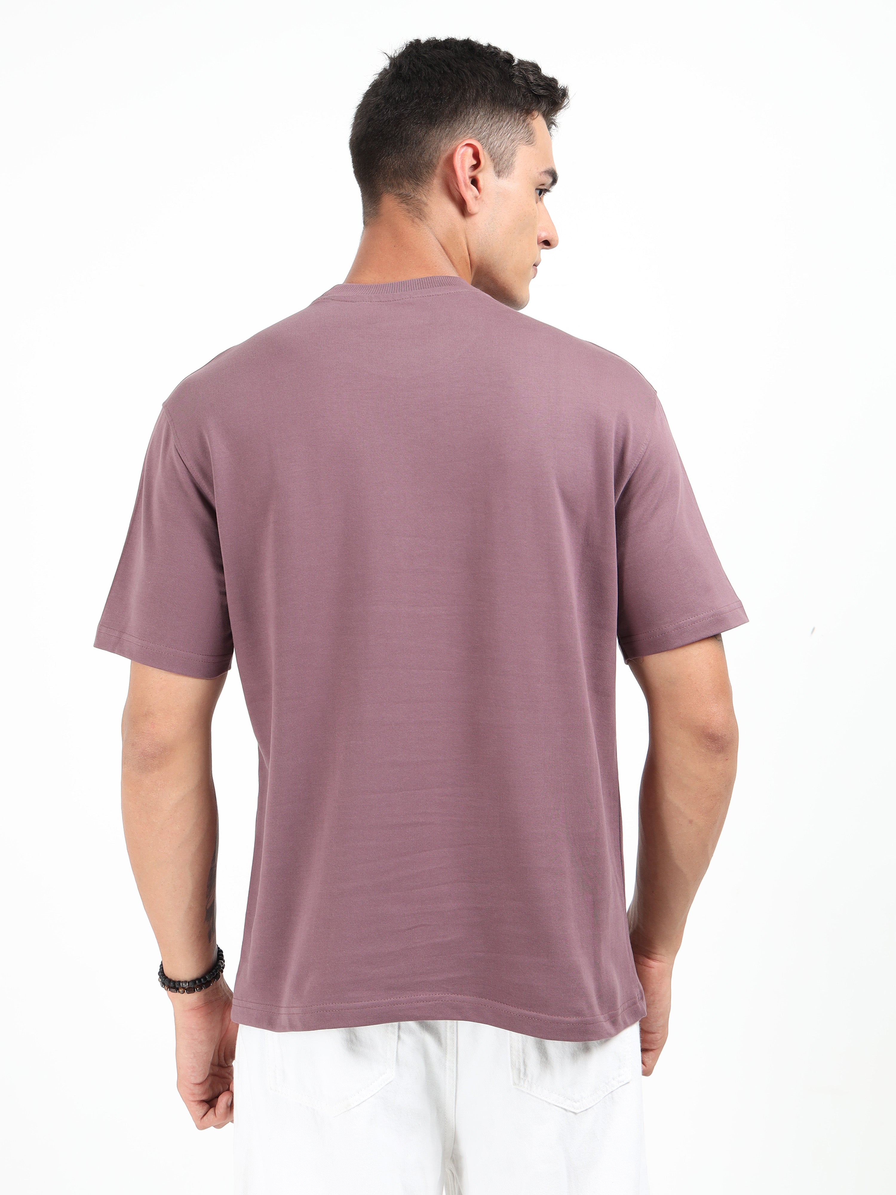 Grey Purple Solid Oversized Tee