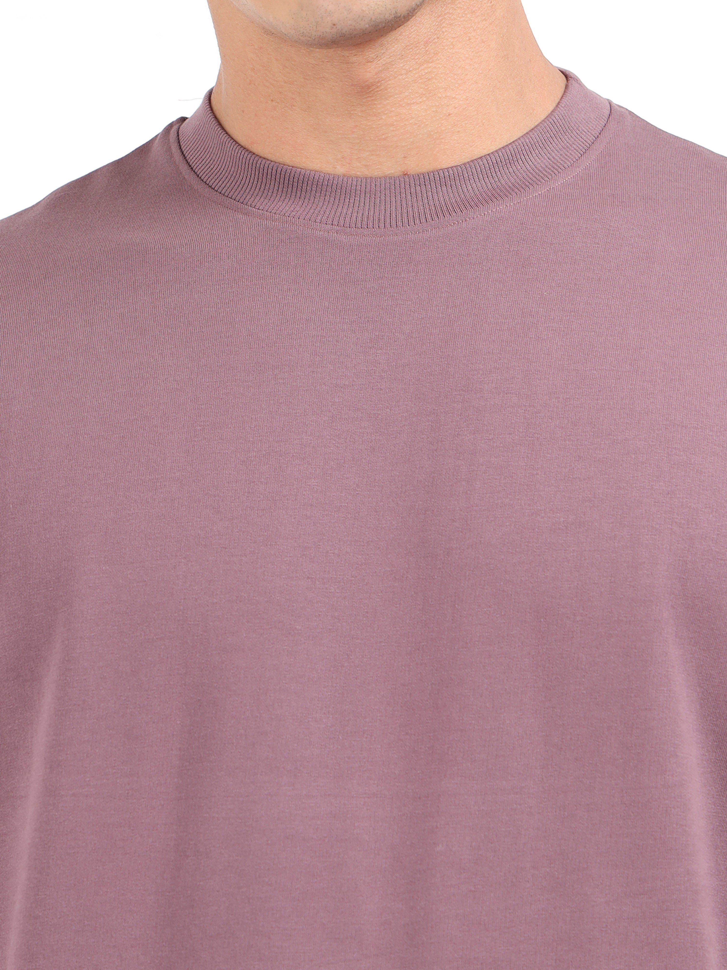Grey Purple Solid Oversized Tee