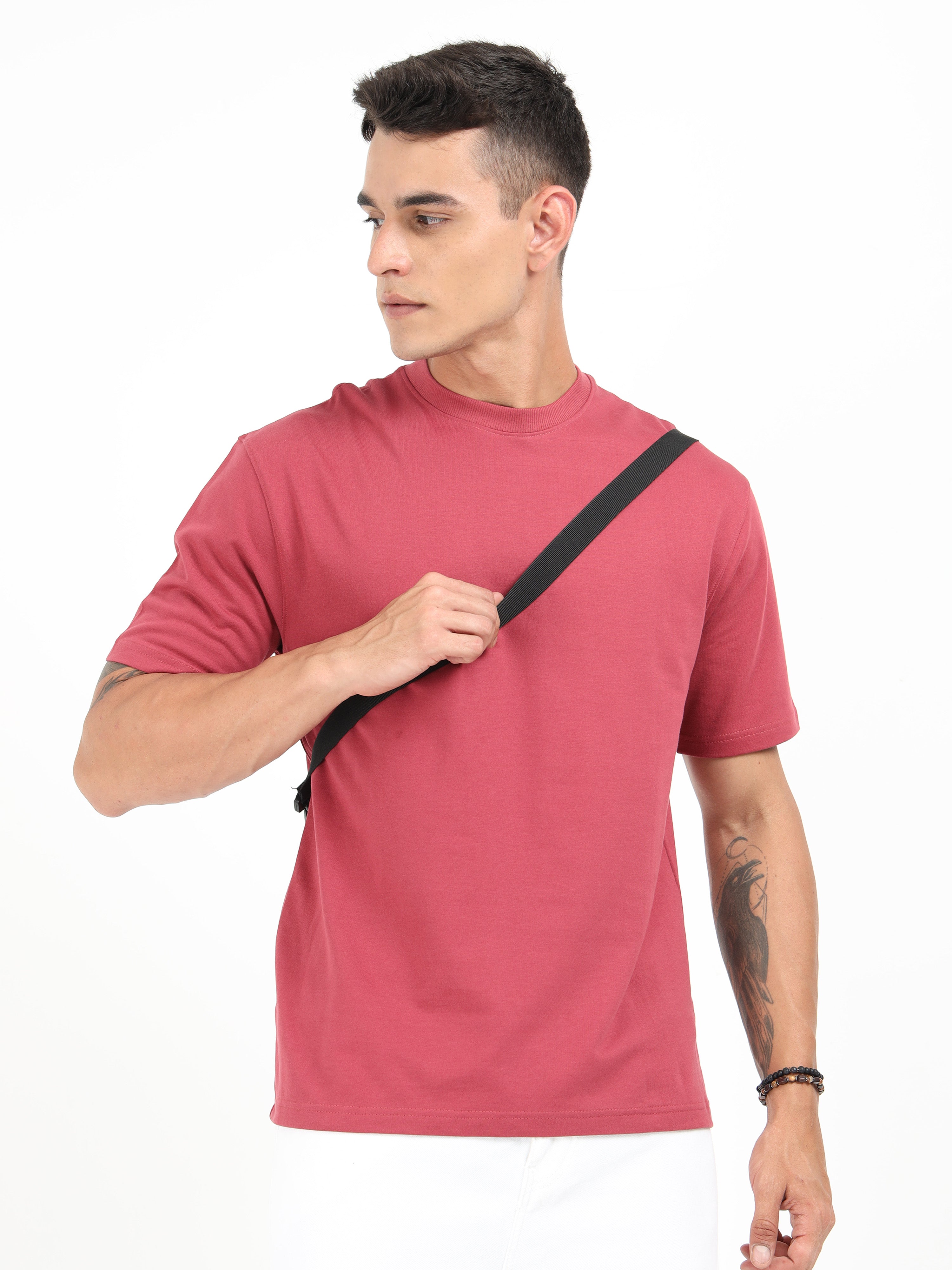 Burgandy Solid Oversized Tee