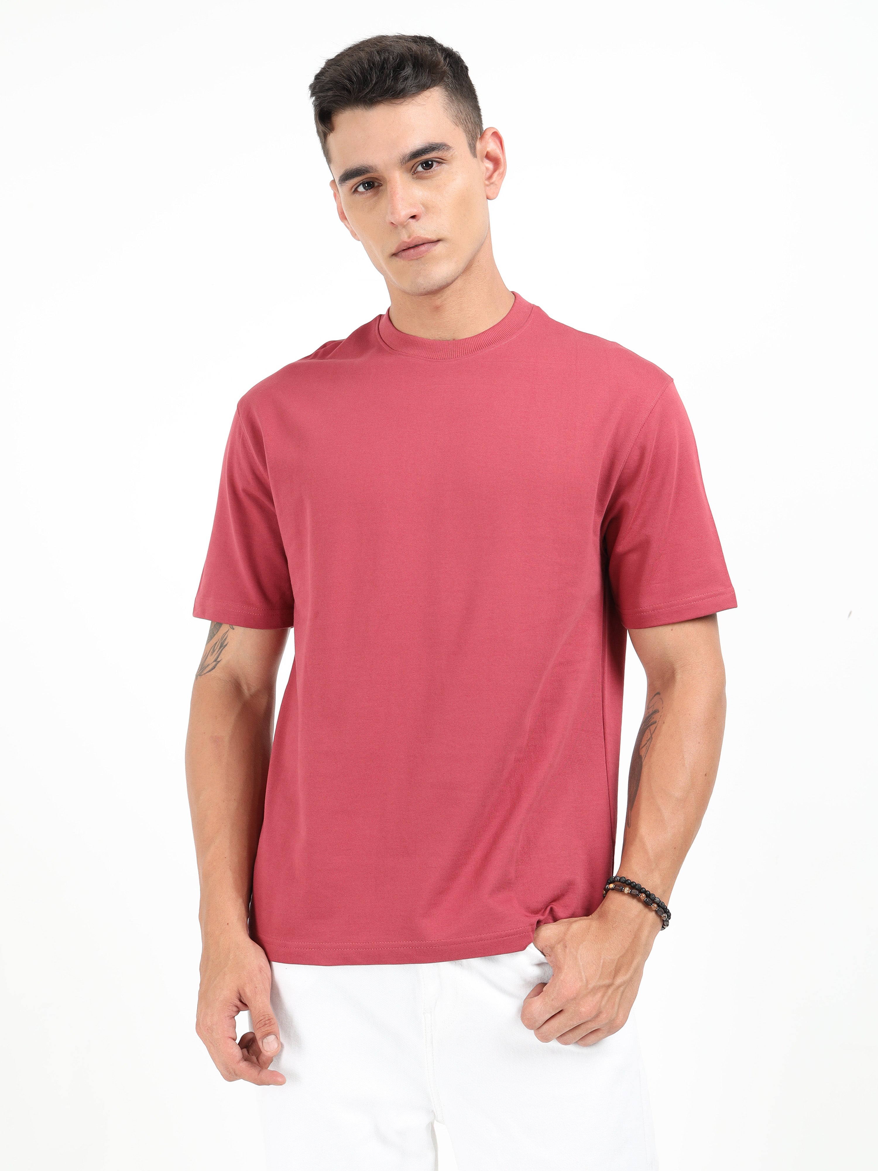 Burgandy Solid Oversized Tee