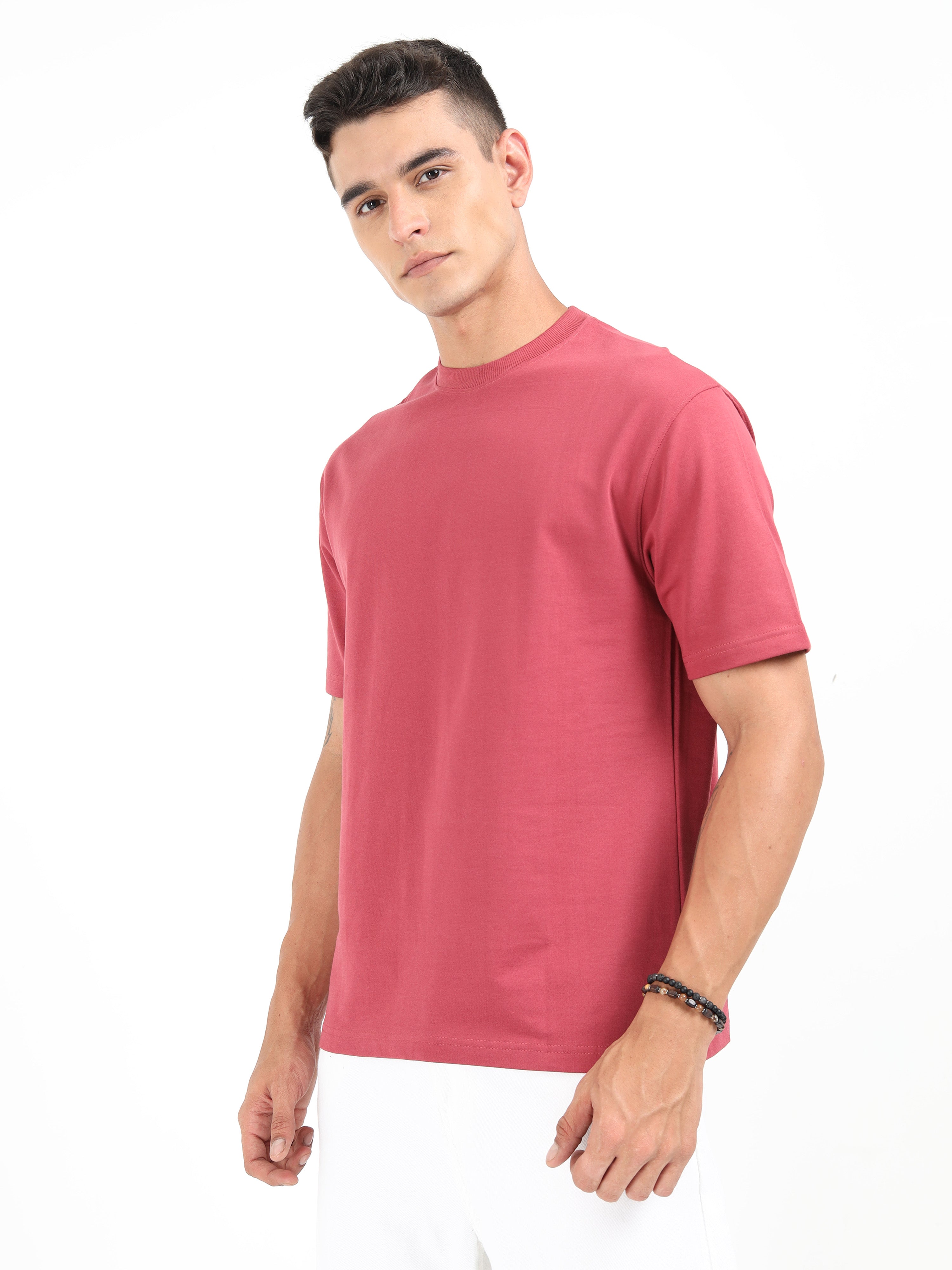 Burgandy Solid Oversized Tee