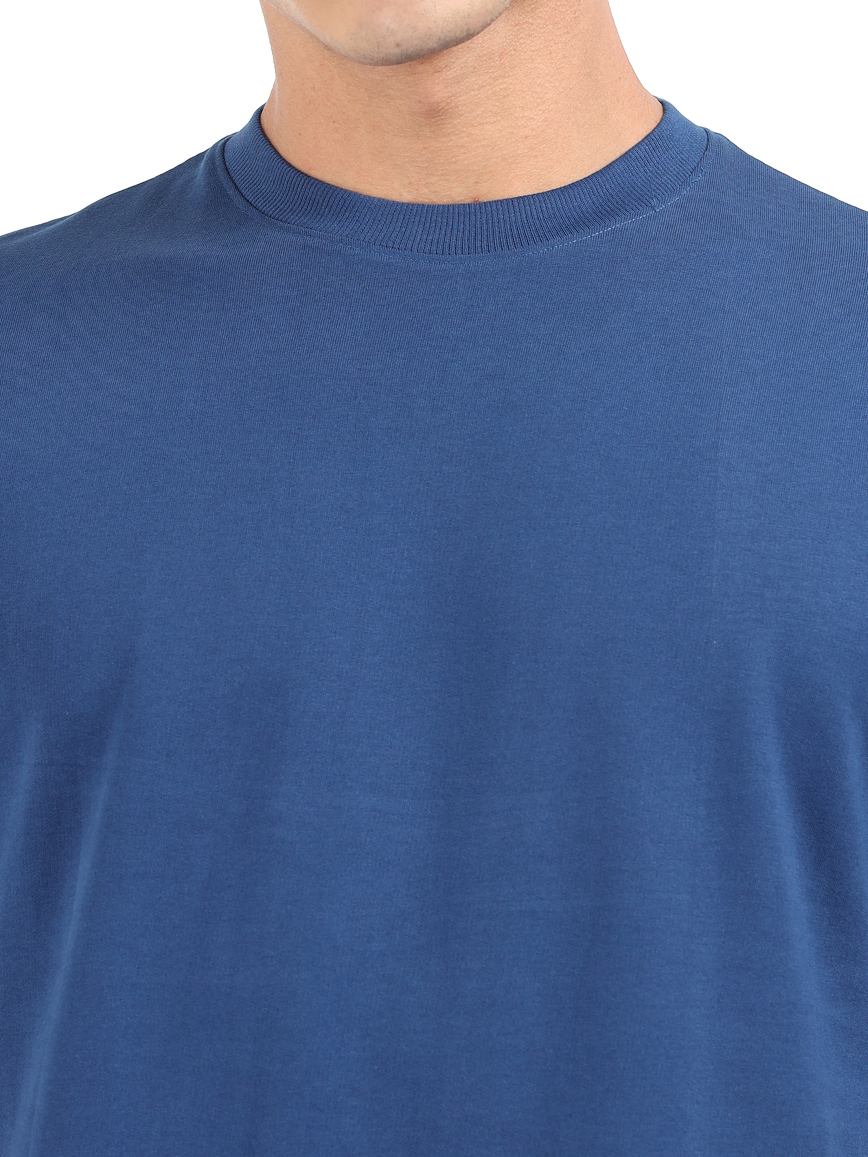 Navy Blue Solid Oversized Tee