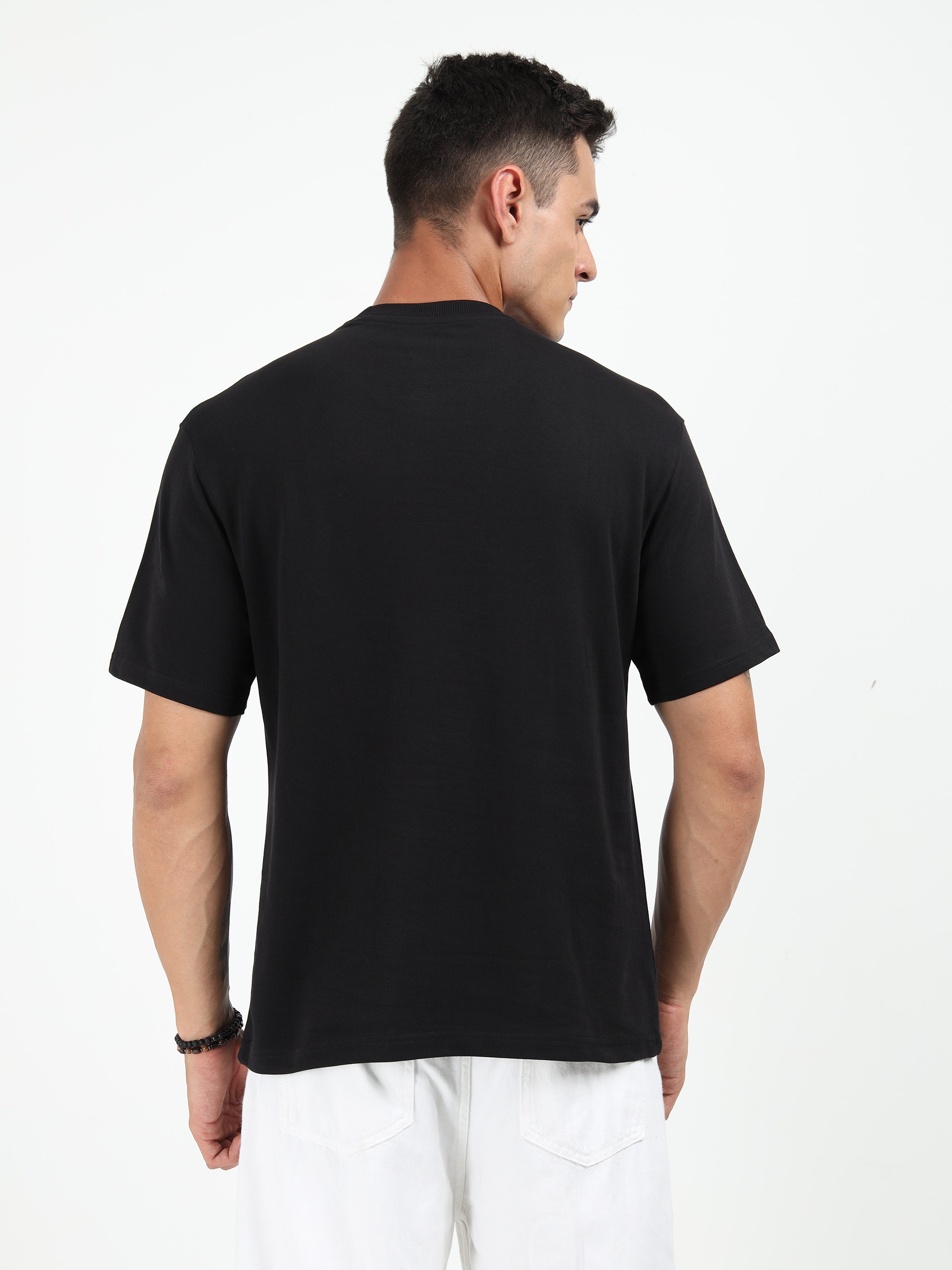 Black Solid Oversized Tee