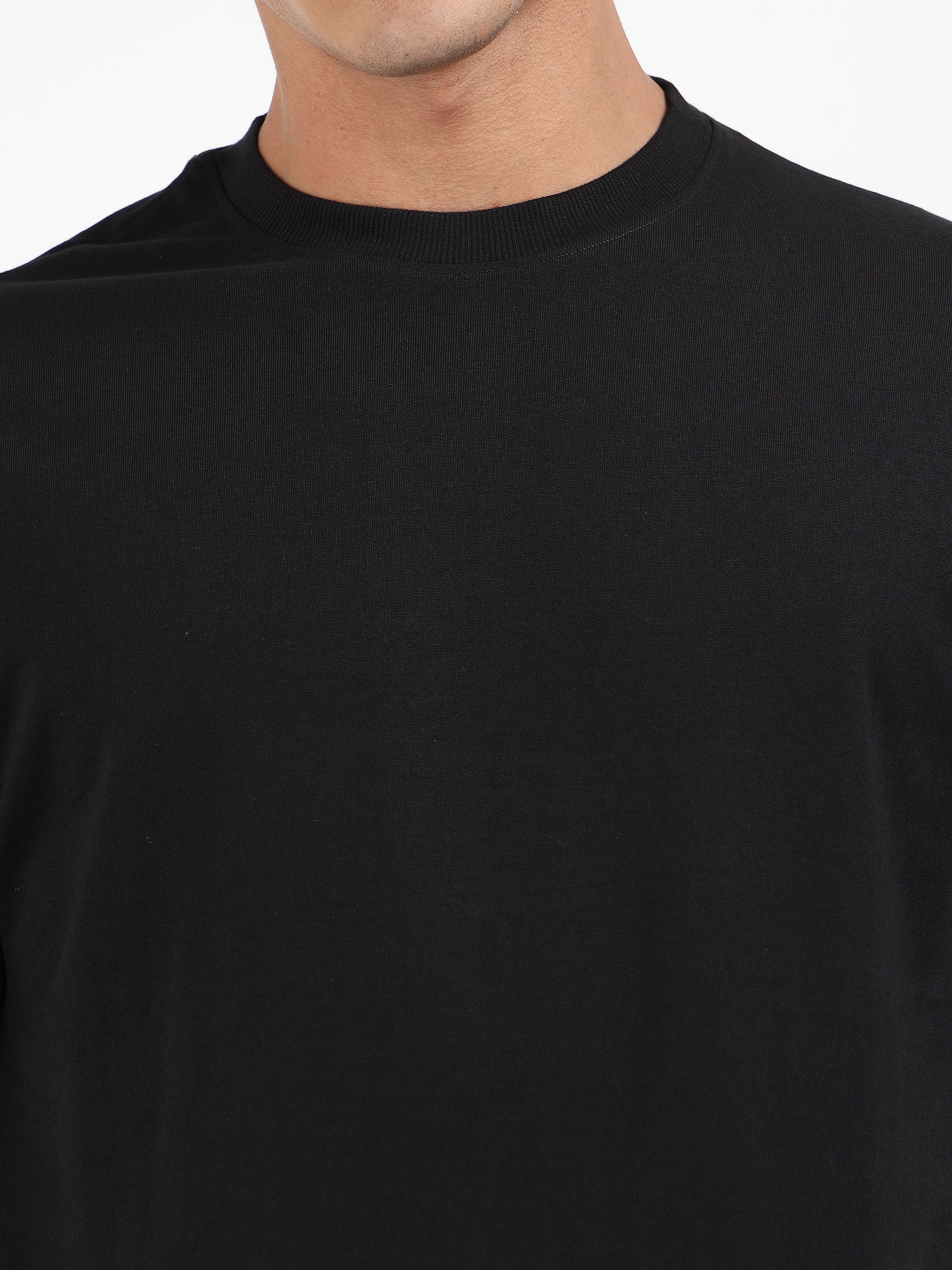 Black Solid Oversized Tee
