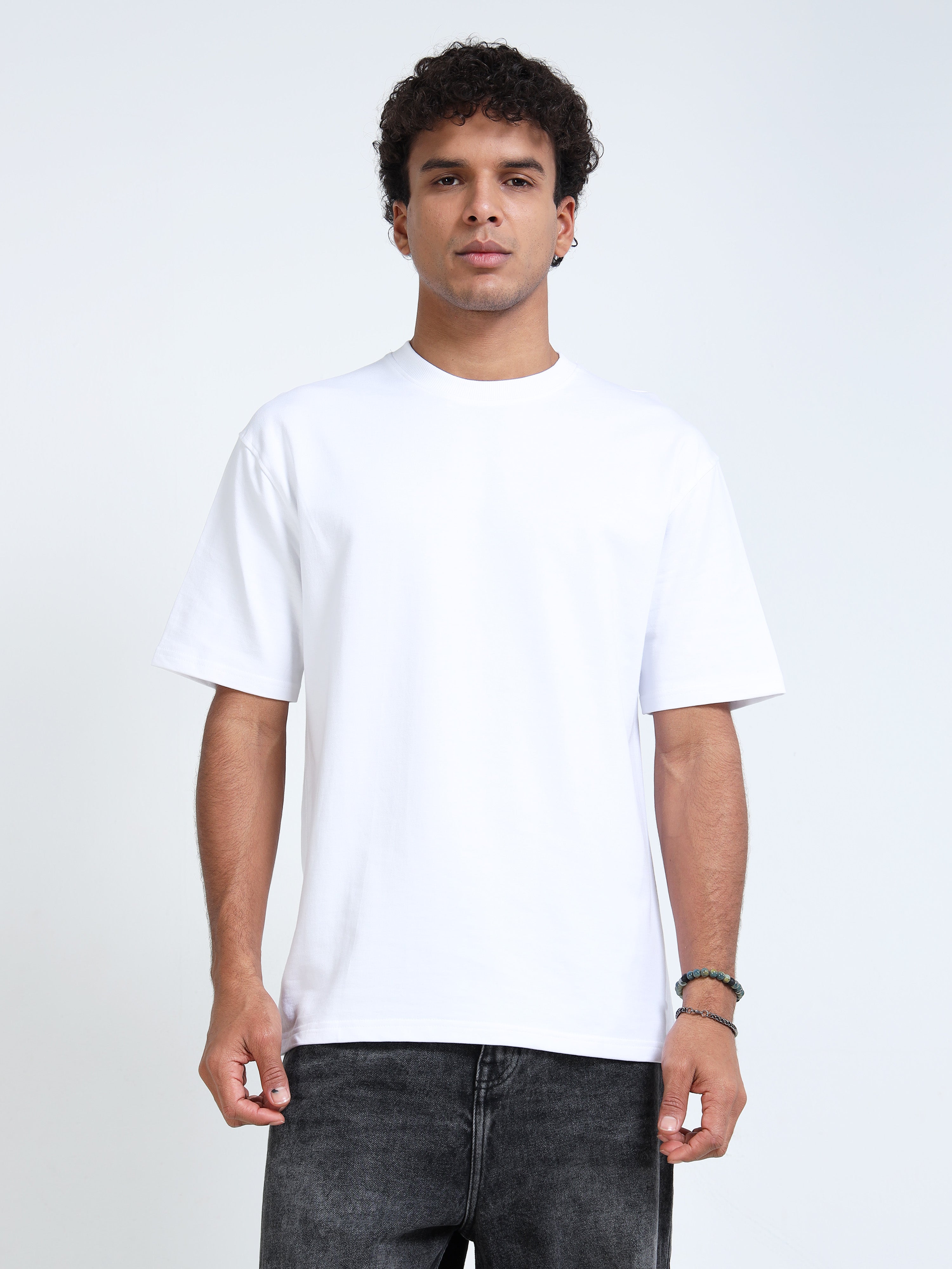 White Solid Oversized Tee