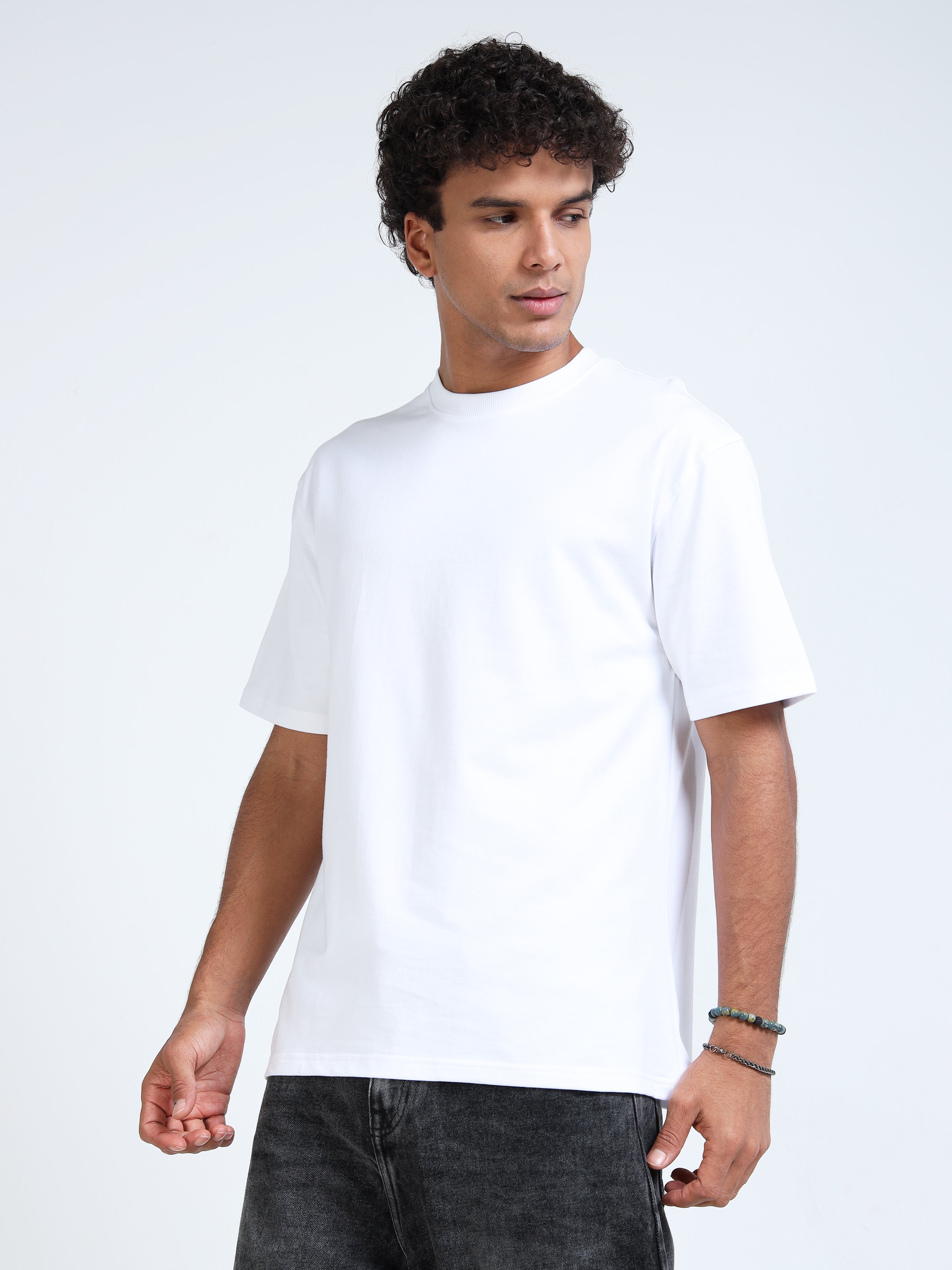 White Solid Oversized Tee