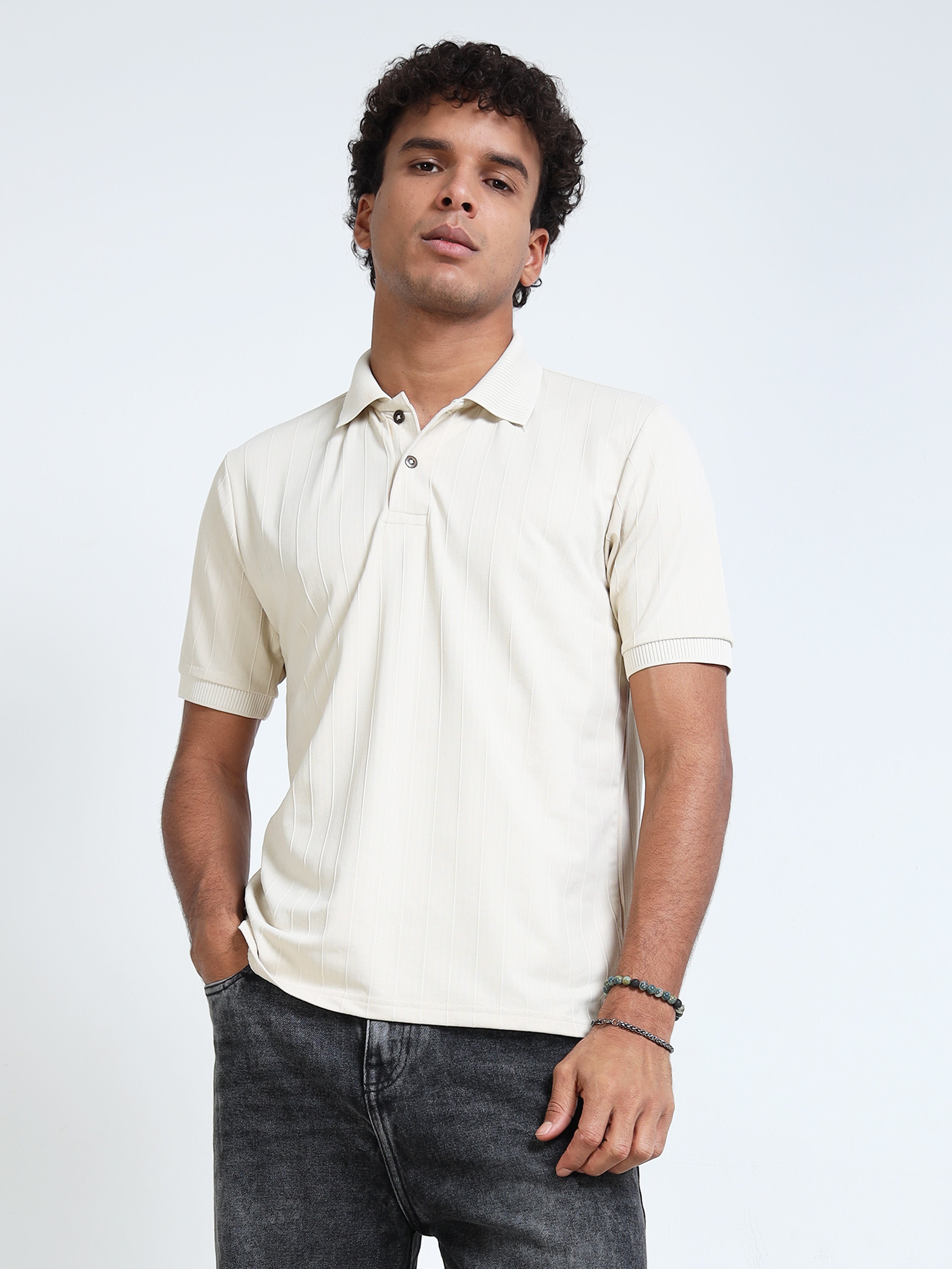 Beige Korean Polo T-Shirt