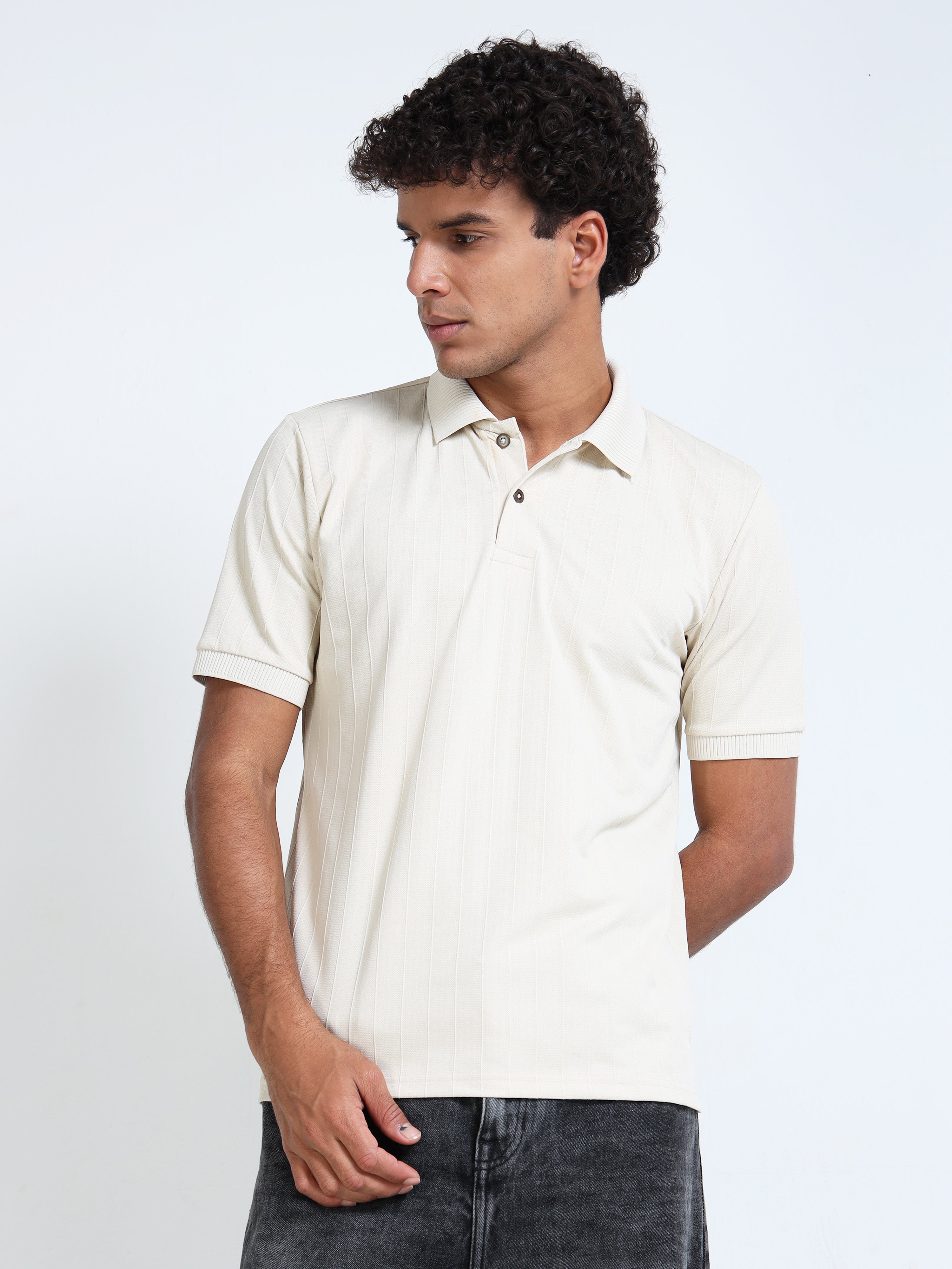 Beige Korean Polo T-Shirt