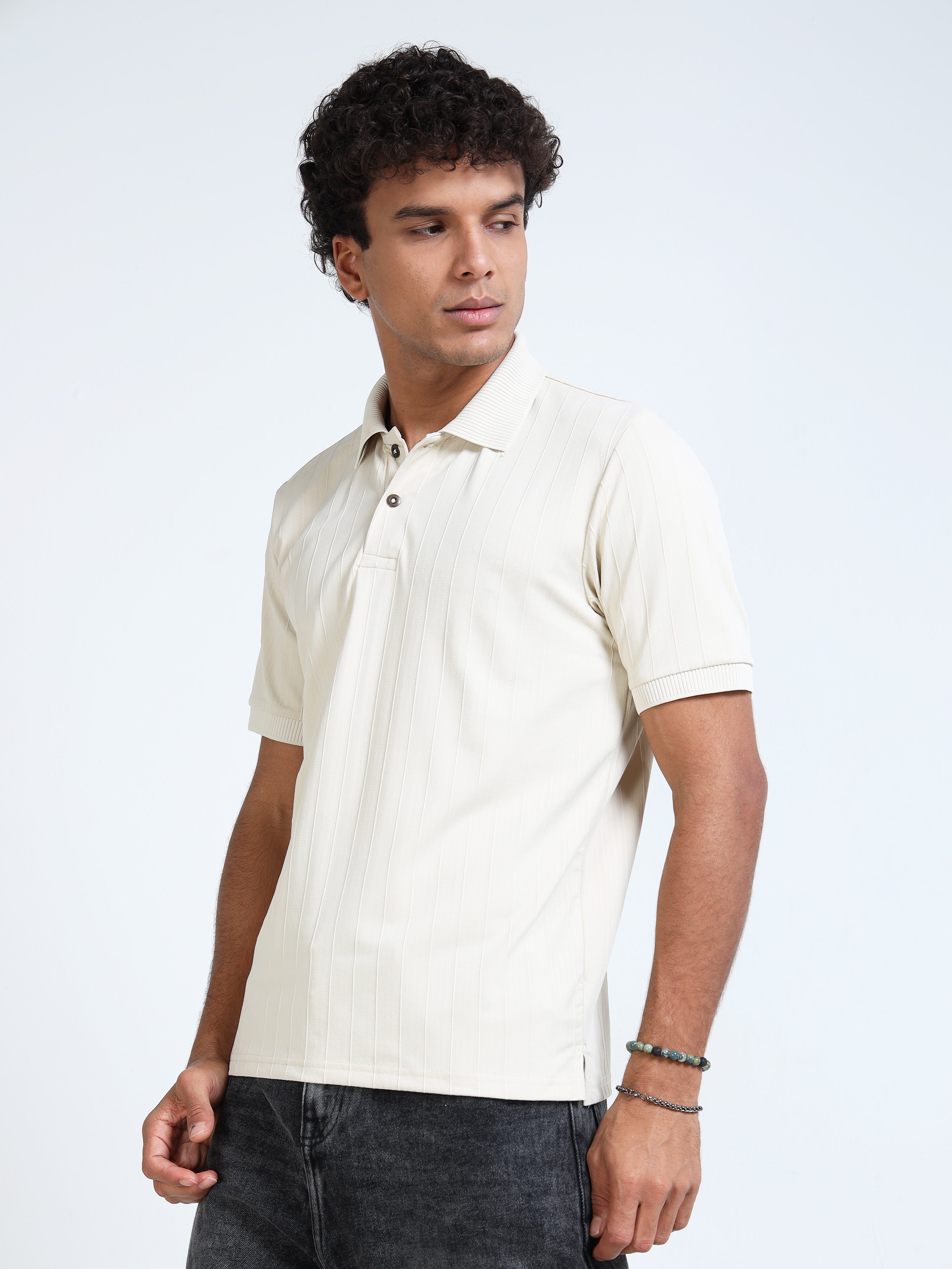 Beige Korean Polo T-Shirt