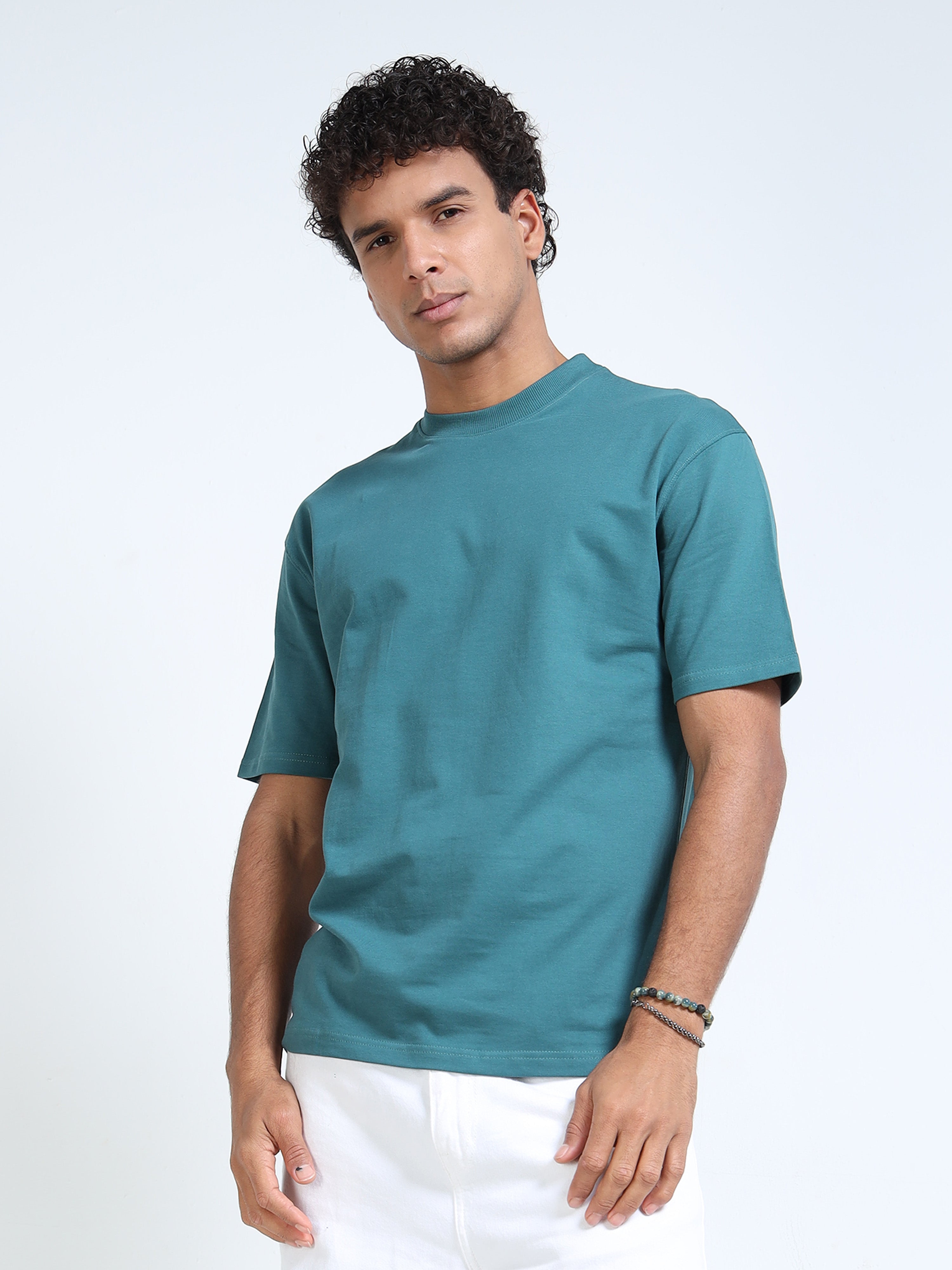 Pine Green Solid Oversized Tee
