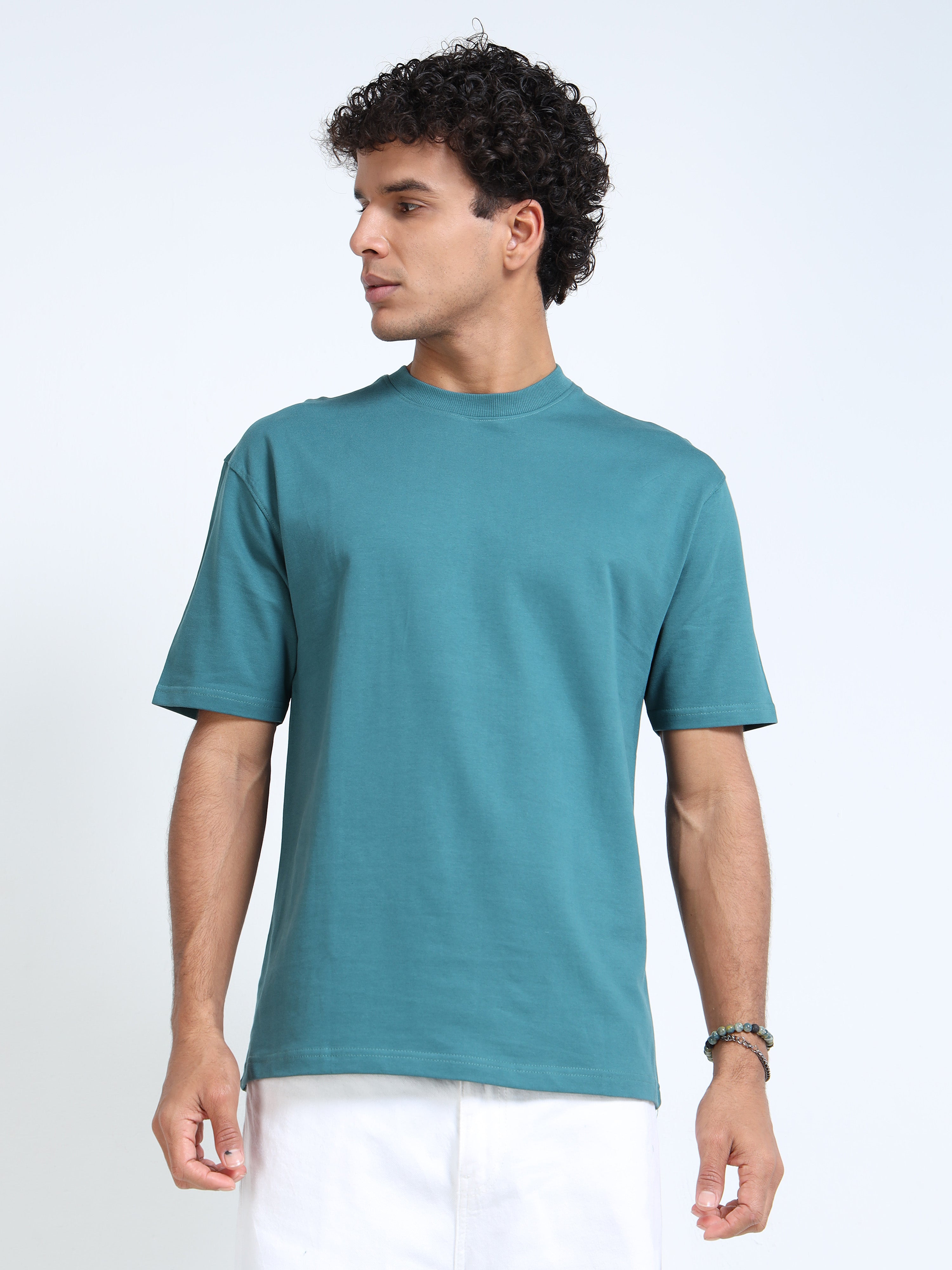 Pine Green Solid Oversized Tee