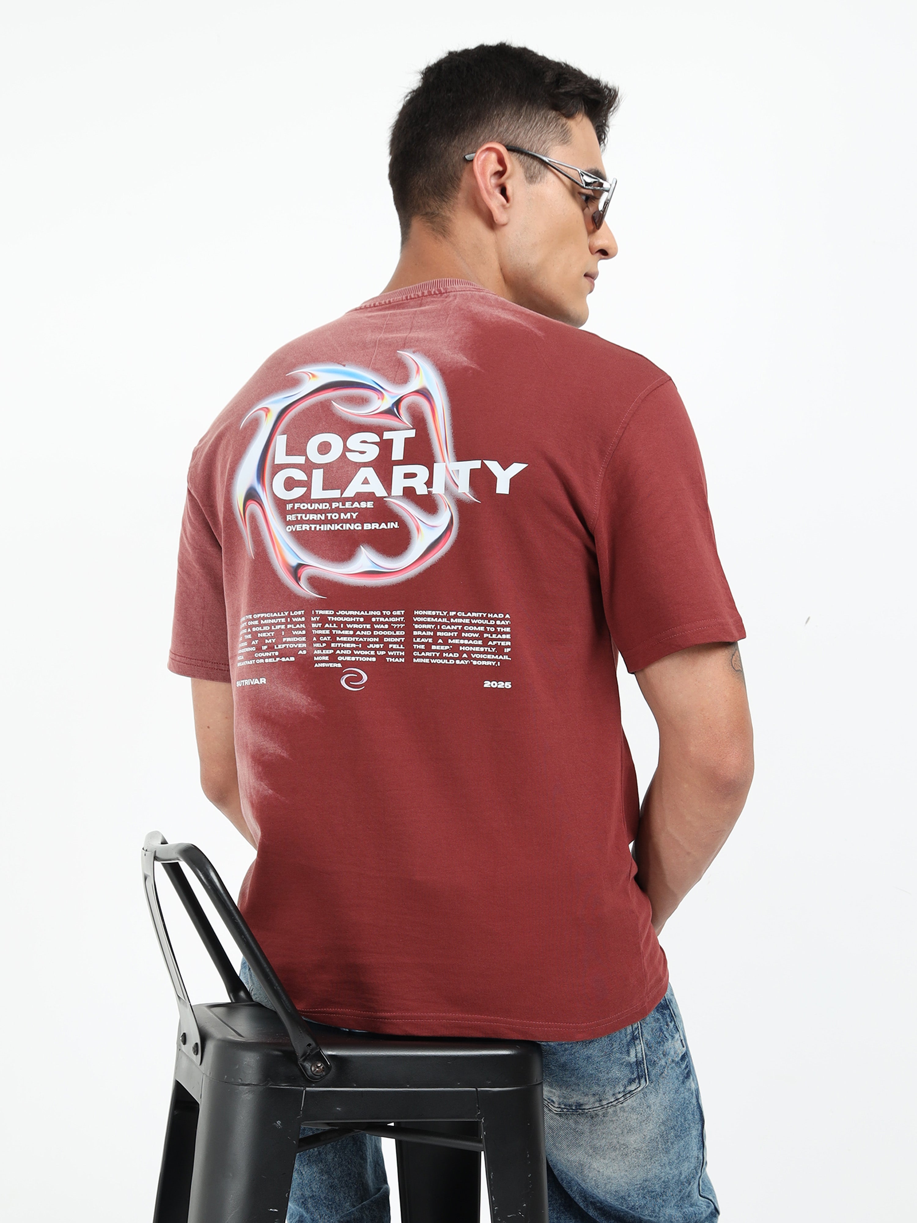 Royal Maroon Dual Washed Oversized T-Shirt