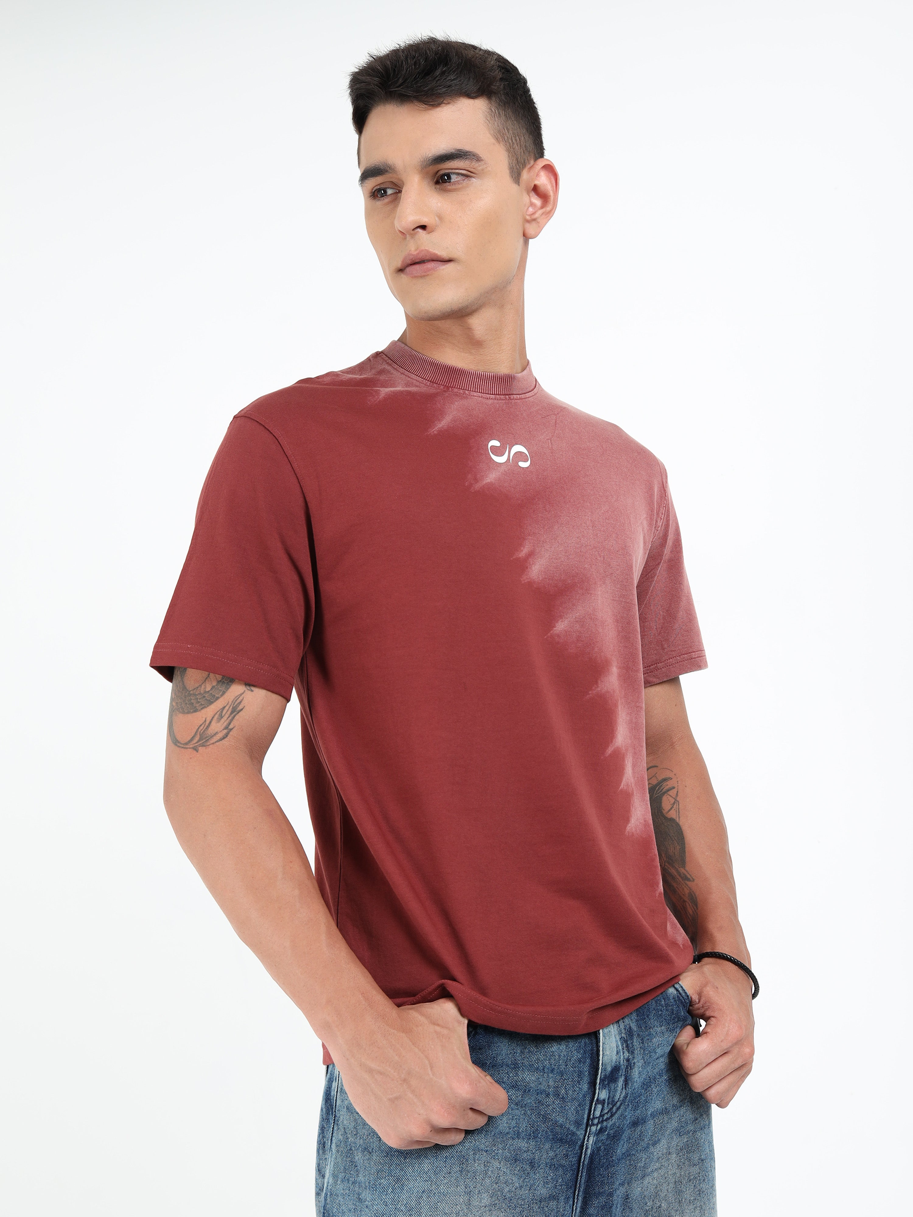 Royal Maroon Dual Washed Oversized T-Shirt