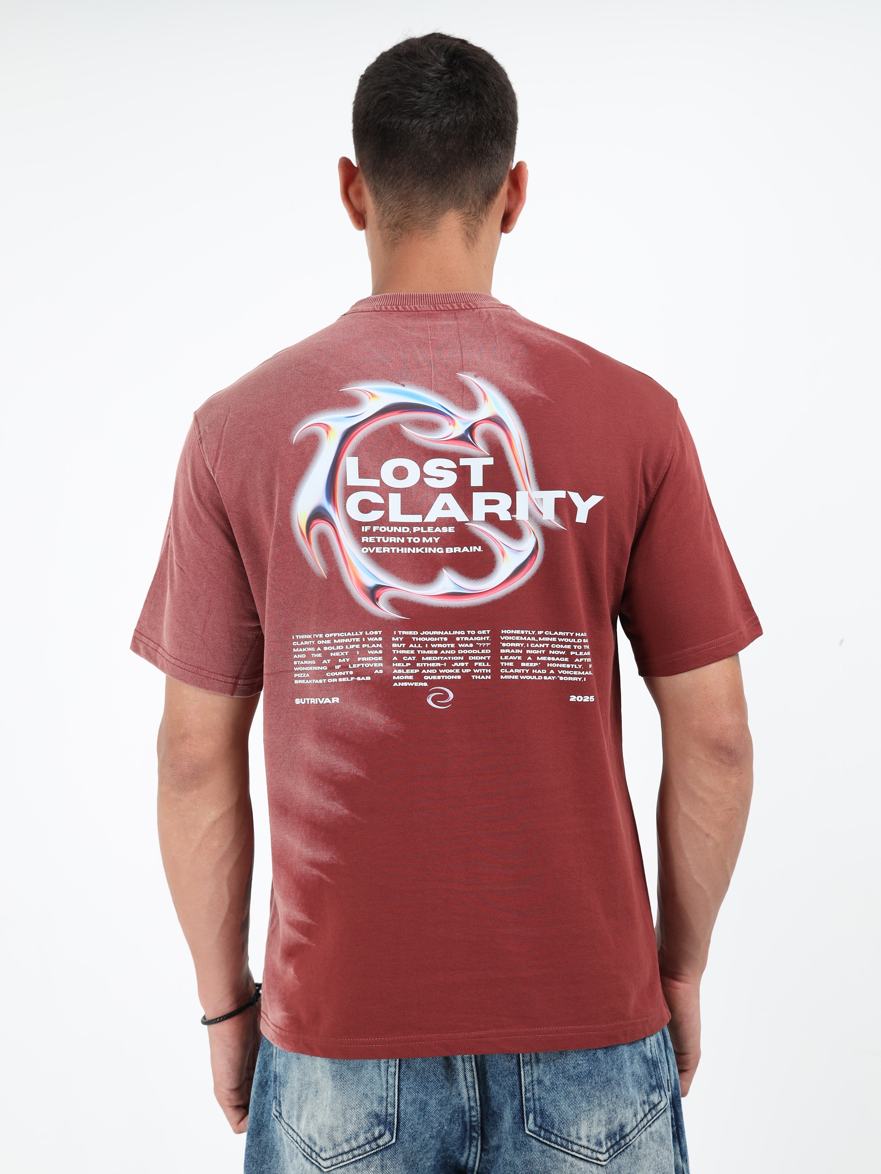 Royal Maroon Dual Washed Oversized T-Shirt