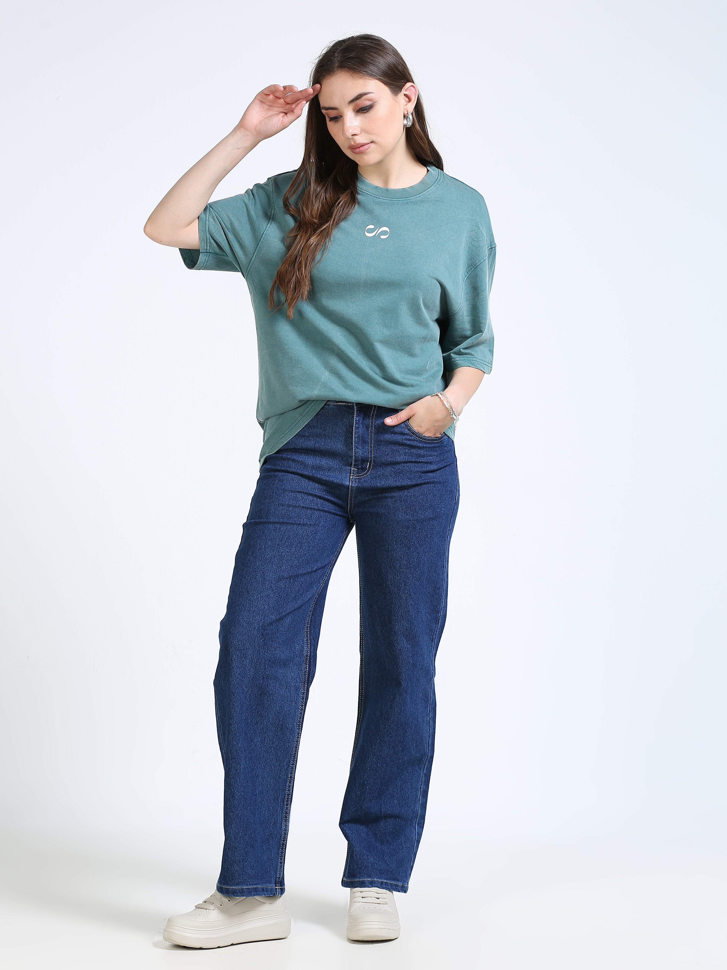 Pine Green Vintage Washed Oversized T-Shirt
