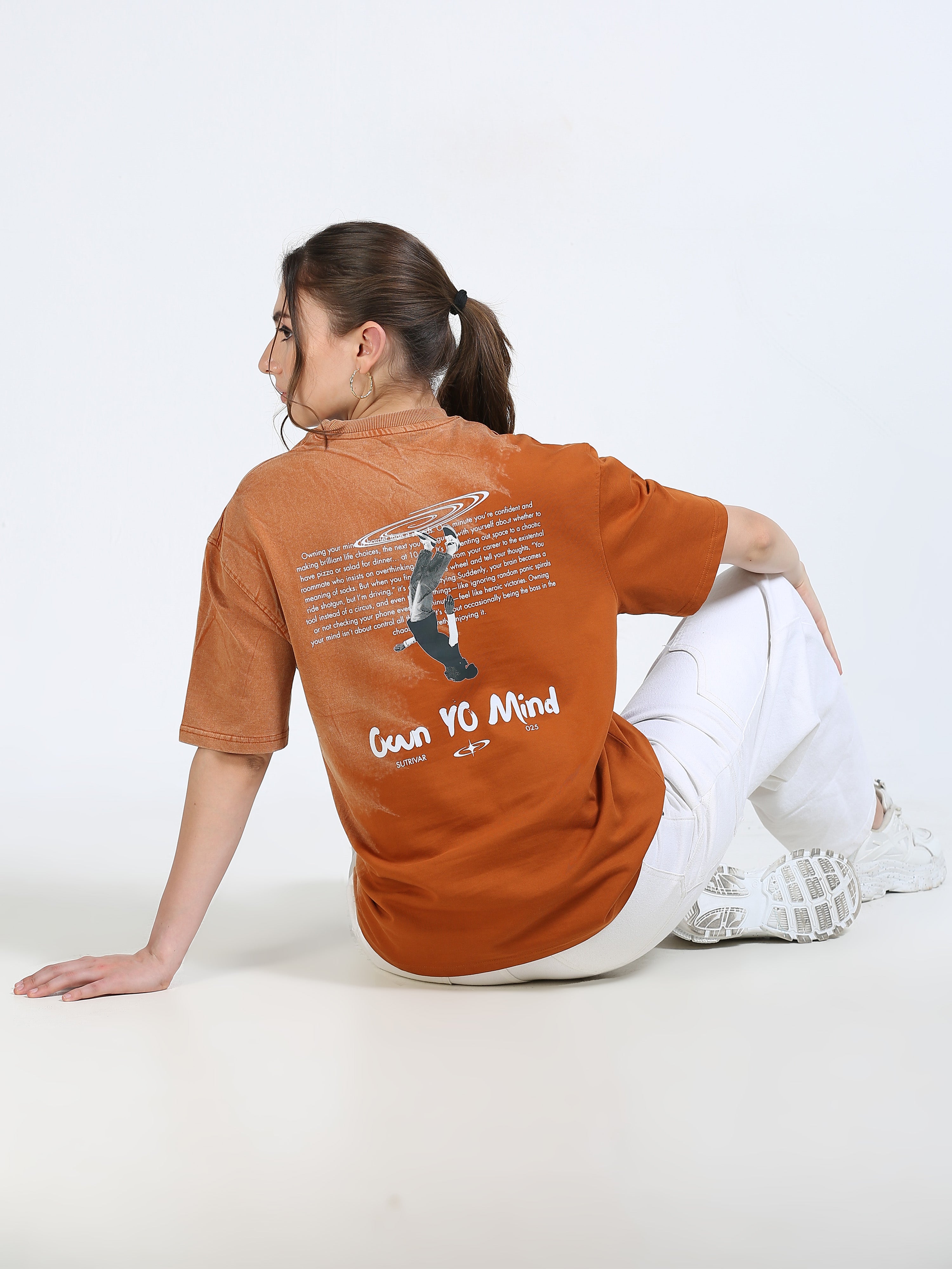 Orange Dual Washed Oversized T-Shirt