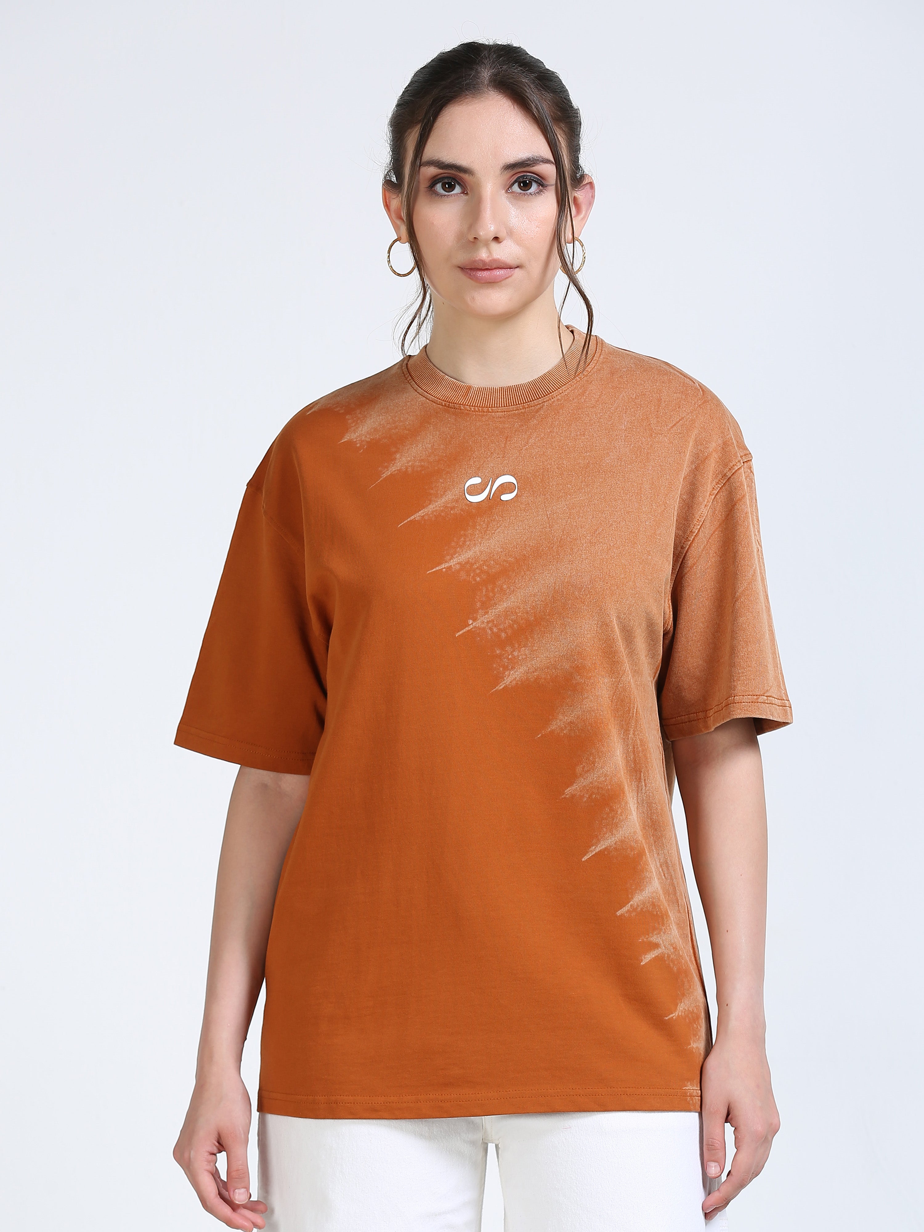 Orange Dual Washed Oversized T-Shirt