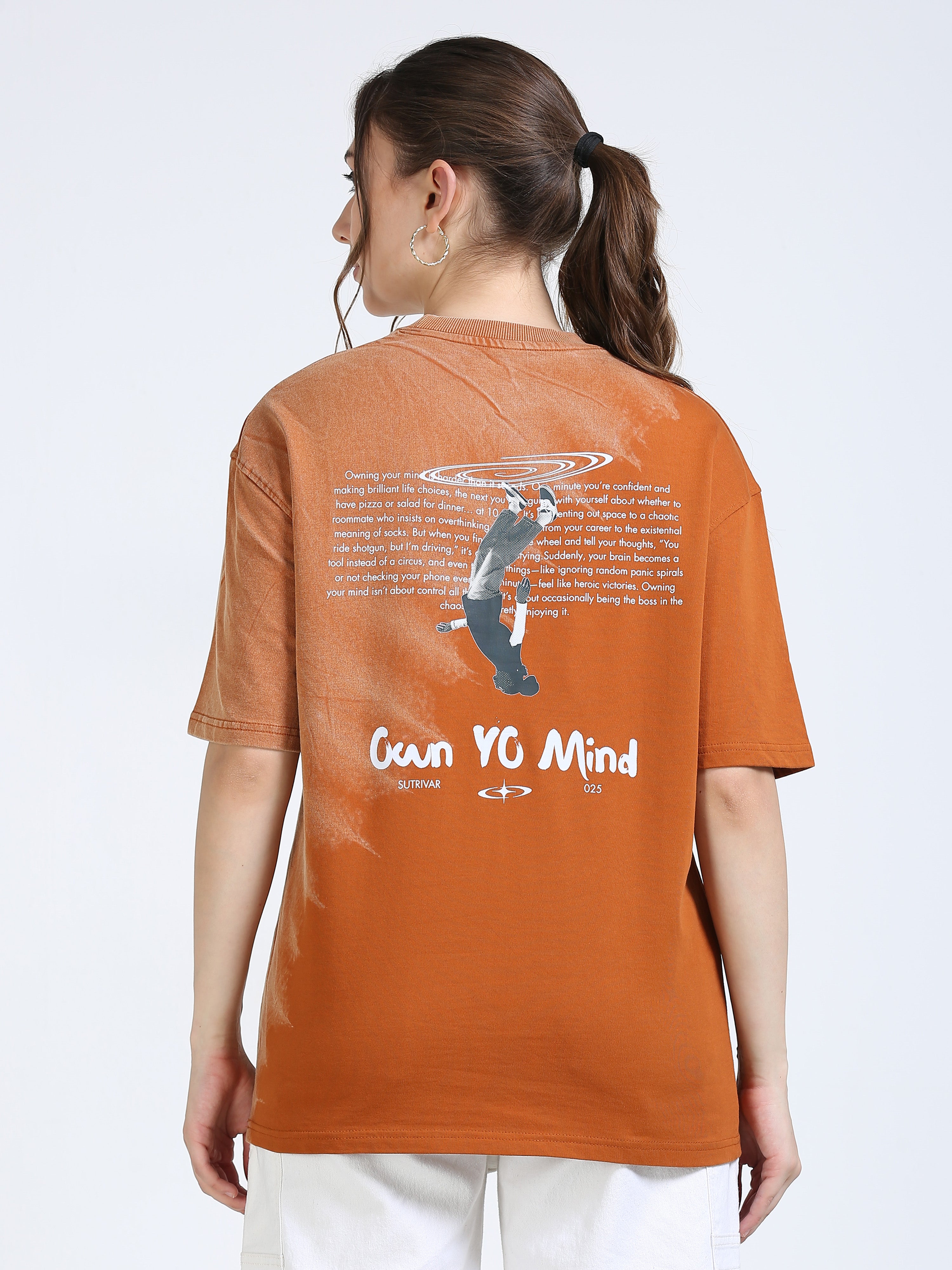 Orange Dual Washed Oversized T-Shirt